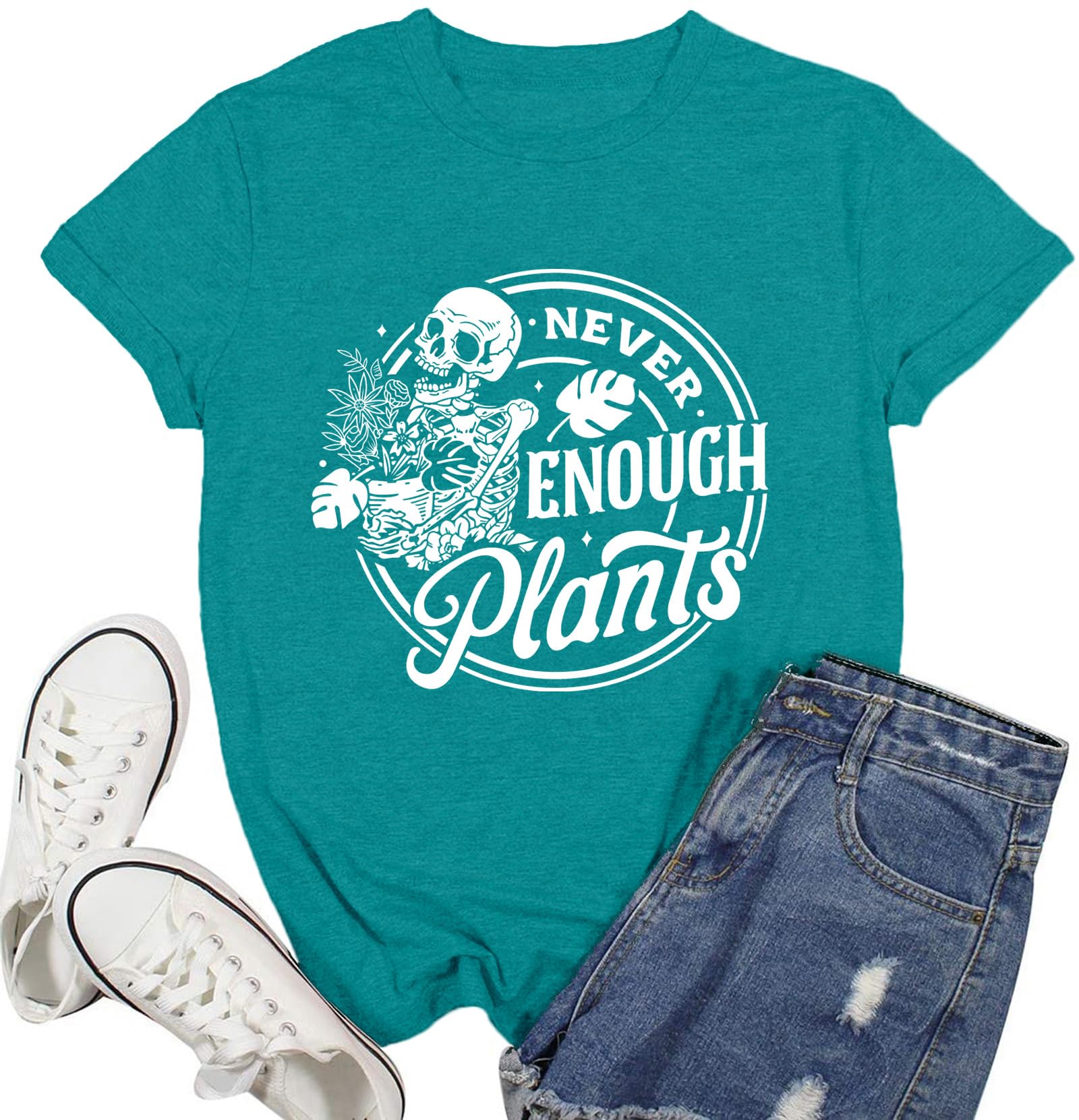 Ascrazy Garden Shirts for Women Plant Lover T-Shirt Never Enough Plants Tee Gardening Tops