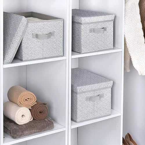 Miniatura 6 de WUIKE Contenedores de almacenamiento plegables con tapas, cajas de almacenamiento con asas, organizador de estantes de armario, cestas de