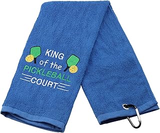 Pickleball Towel King/Queen of The Pickleball Court Embroidered Sports Teem Hand Towel Gift for Pickleball Player (King Towel)