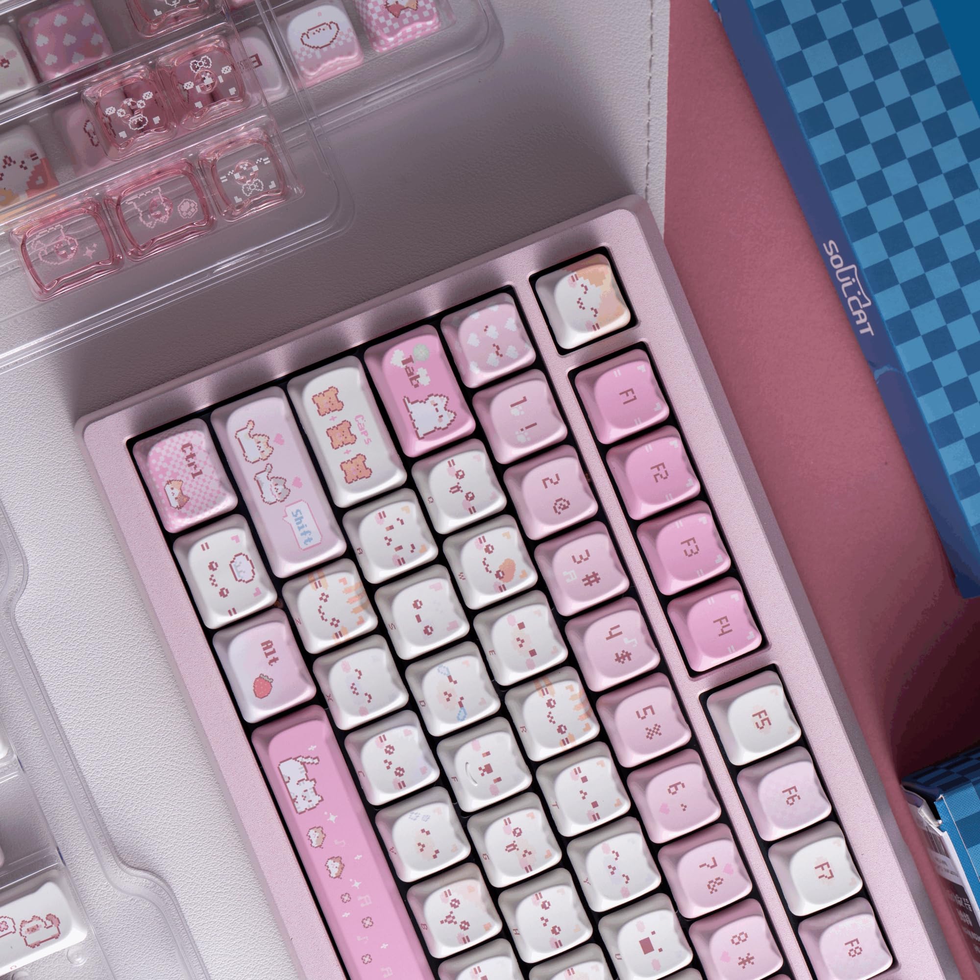 Mao Height Cat Shape Theme keycaps PBT keycaps Customized keycap Set Suitable for 61/87/104/108 Cherry MX Switch and Other Mechanical Keyboards (): Pixel Meow