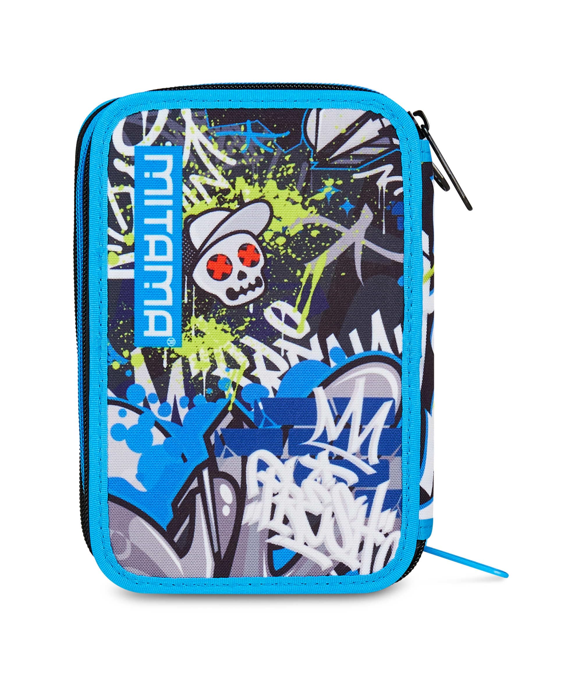 Mitama Astuccio Scuola 3 Scomparti, SCHOOL SKATE, Astuccio attrezzato scuola, 47 pezzi, Per bambini e ragazzi, Scuola e tempo libero