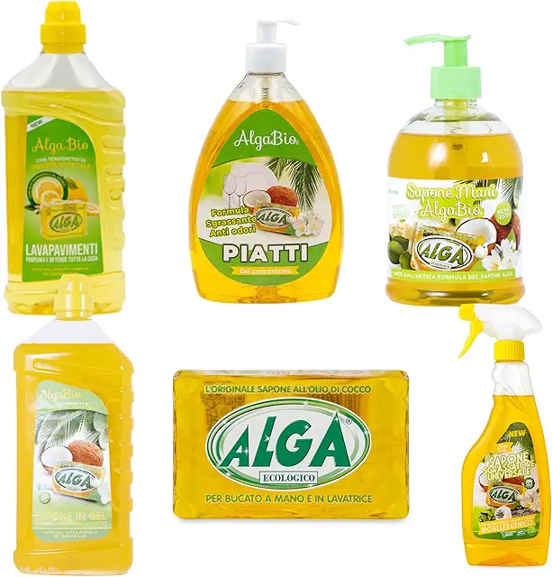 Alga Sapone Box 6 Pezzi: Kit Completo Pulizia Casa Eco