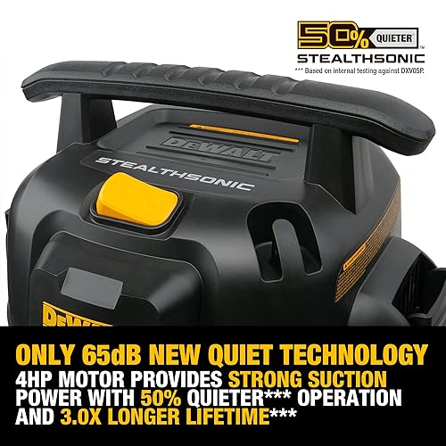 Miniatura 6 de DEWALT Aspiradora Stealthsonic de 5 galones y 4 HP para húmedoseco DXV05P-QTB Aspiradora ultra silenciosa de polietileno con potente succión para