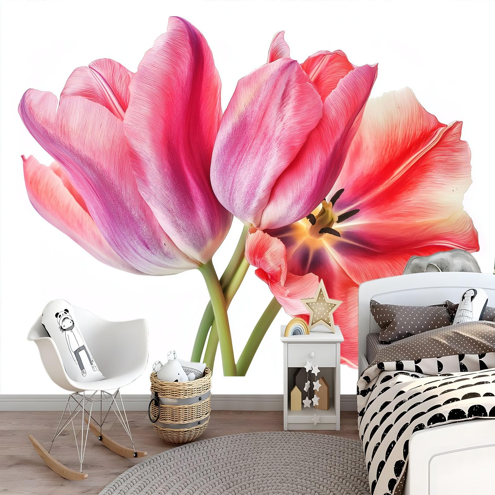 350 x 256 cm, fototapeta z włókniny, skromna na wymiar, w kształcie tulipana, elegancka, biała, fotorealistyczny, druk HD, tapeta na fizelinie, tapeta z motywem, dekoracja ścienna, dekoracja ścienna
