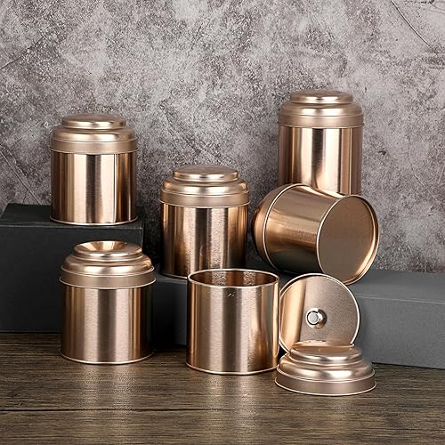 Miniatura 6 de JUXYES Paquete de 6 latas de té con tapas dobles herméticas, 8 onzas líquidas, almacenamiento de té de hojas sueltas herméticas para almacenamiento