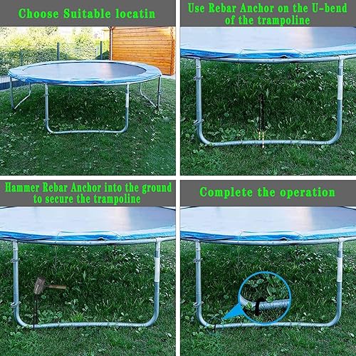 Miniatura 5 de 12 estacas de trampolín extra grandes, 10 x 3.15 pulgadas, barras de refuerzo de acero galvanizado, anclaje de tierra de seguridad, estaca en U de