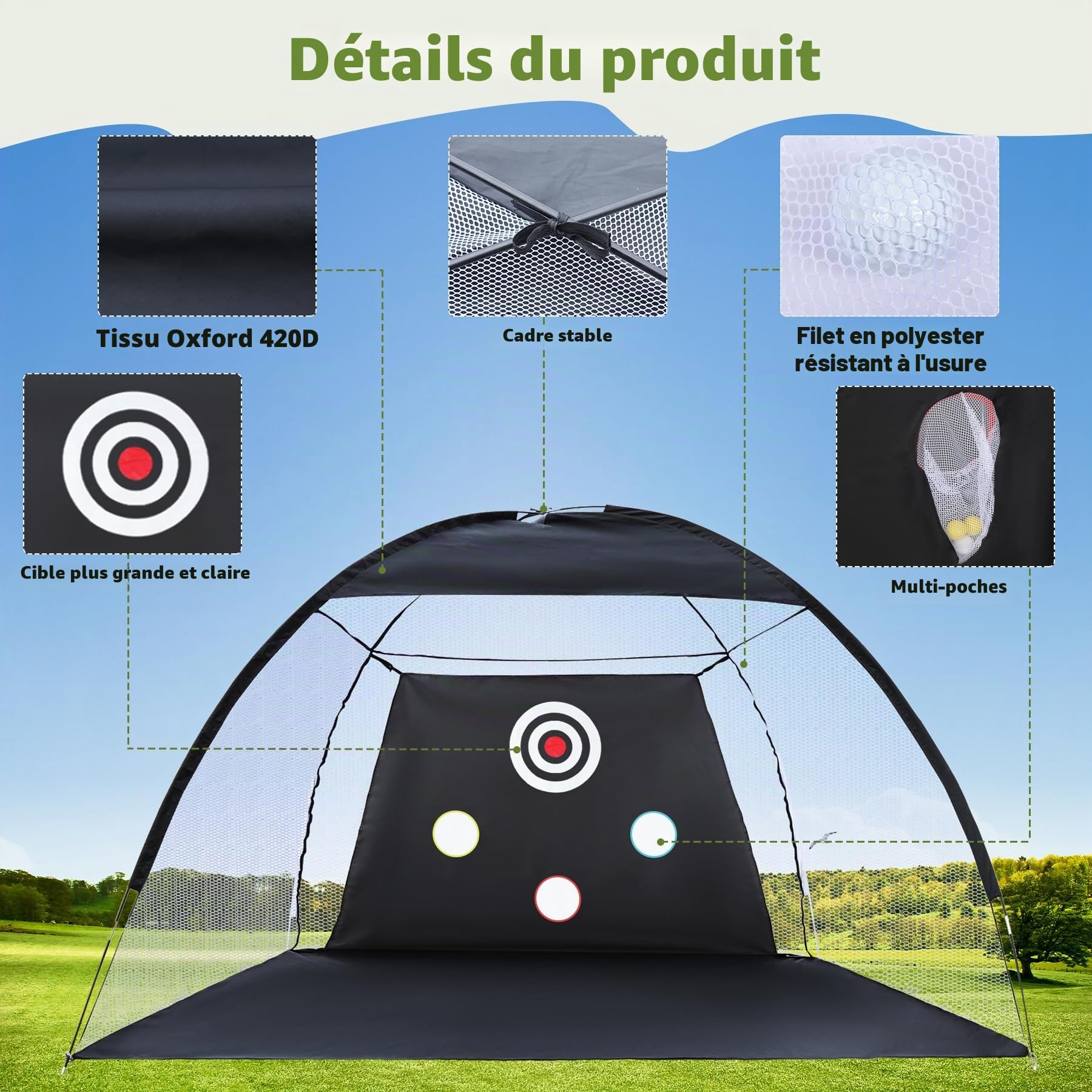 REDCAMP Filet d'entraînement de Golf avec Tapis de Frappe pour intérieur et extérieur