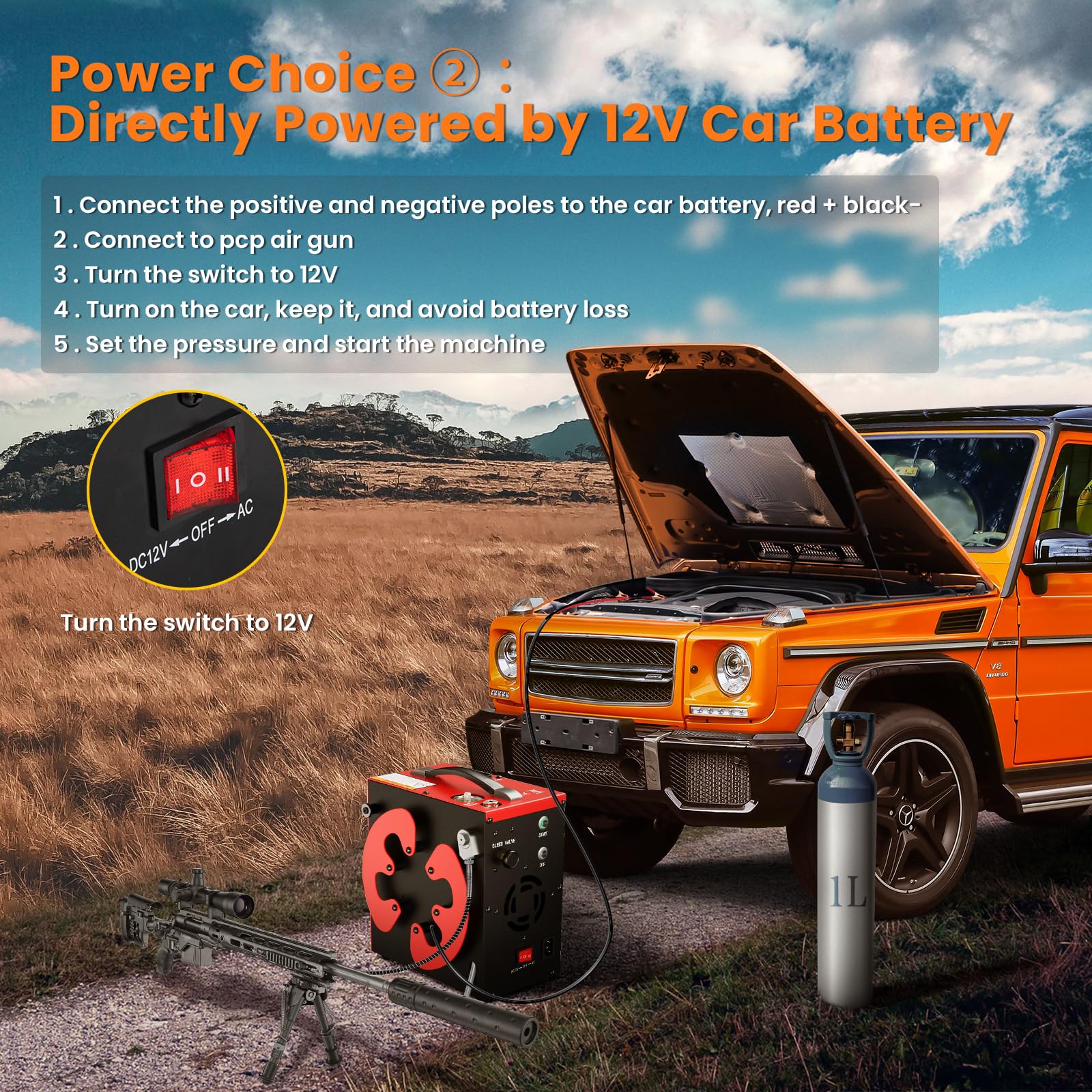 GX-E PCP Air Compressor - 4500Psi, Auto-Stop -3