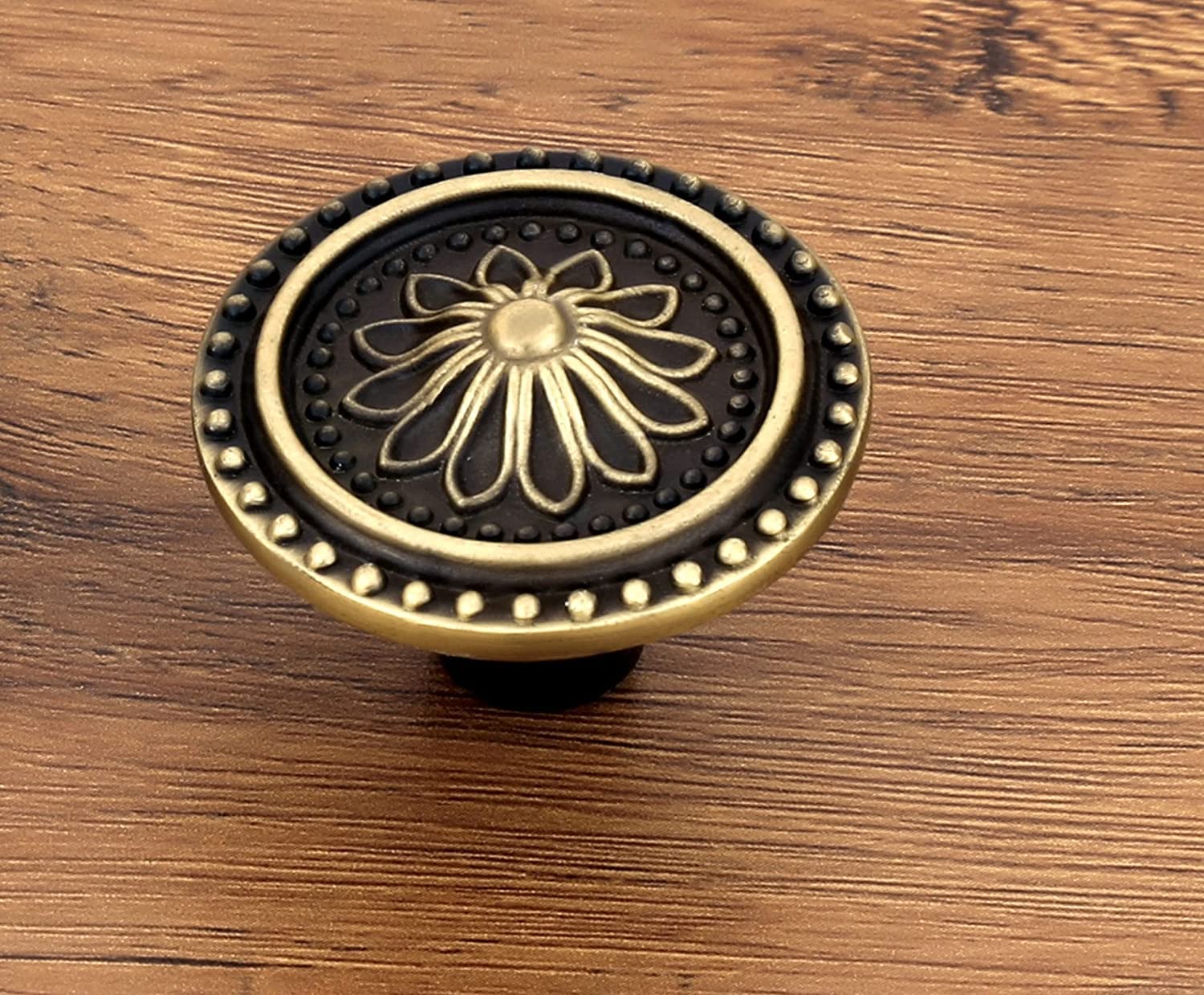 Volo Antique Brass Cabinet Knob/Wardrobe Door Knobs/Cupboard Drawer Pull Handle/Kitchen Drawer Knob (Knob_S-152_Antique), Antique Brass Finish (4)