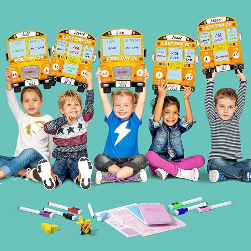 Miniatura 7 de Outus Tablero del primer día de escuela con 6 marcadores de tiza de 14 x 10 pulgadas, de borrado en seco, letrero de regreso a clases, letrero de