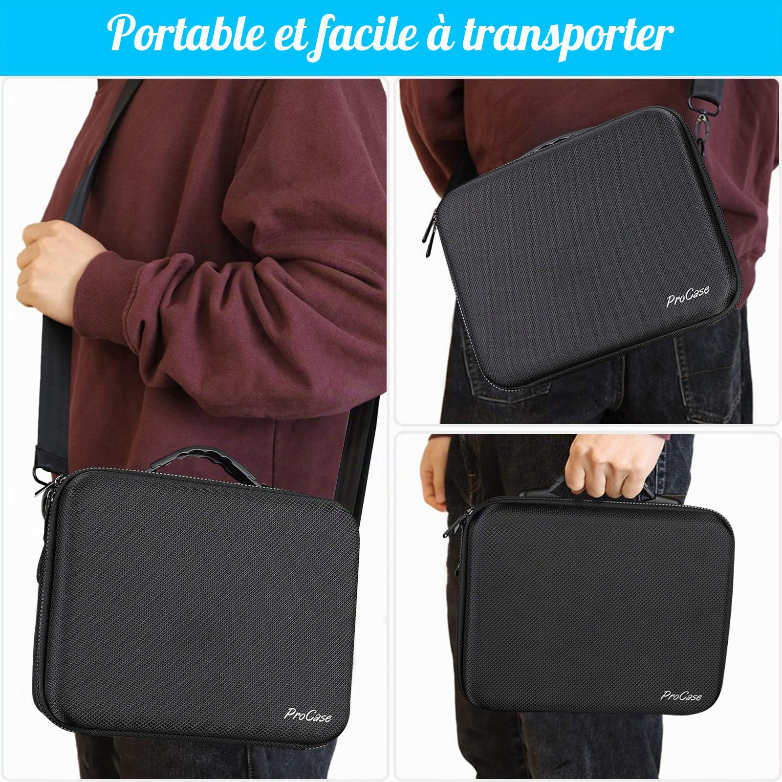 ProCase Étui Sac pour DJI Mini 4K/ Mini 2/ Mini 2 Fly/Mini 2 SE, Housse de Protection Étanche, Drone Sac de Voyage Coquille Dure pour DJI Mini 4K Accessiores -Noir