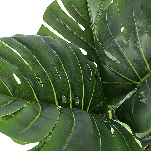 Miniatura 4 de FLOWORLD Planta artificial de Monstera de 34 pulgadas de alto, planta de queso suizo falso, plantas tropicales artificiales en maceta, plantas de