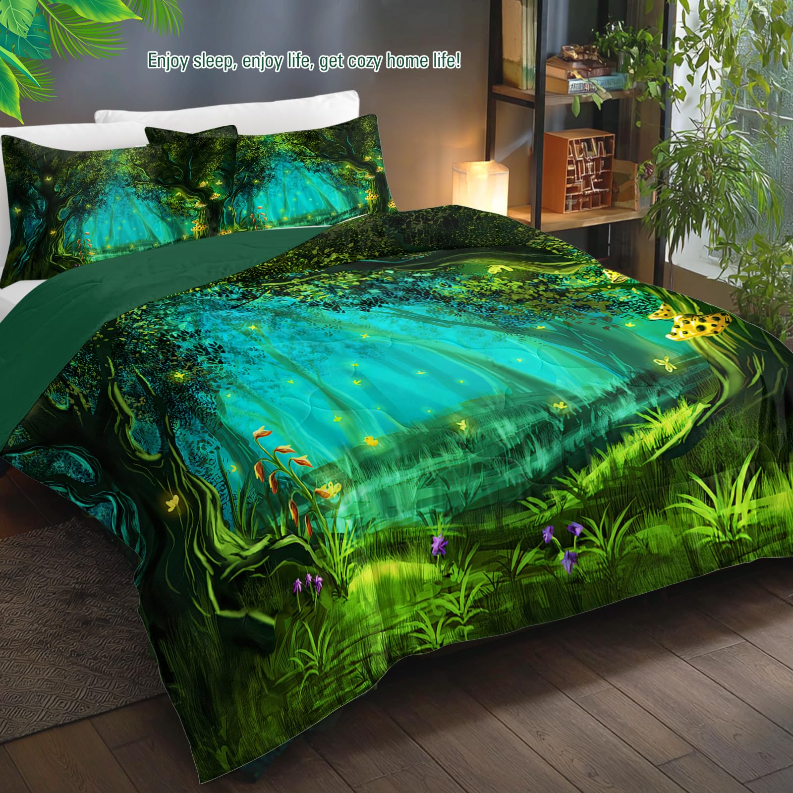 Forest Comforter Set - Queen Size Green Bedding -2