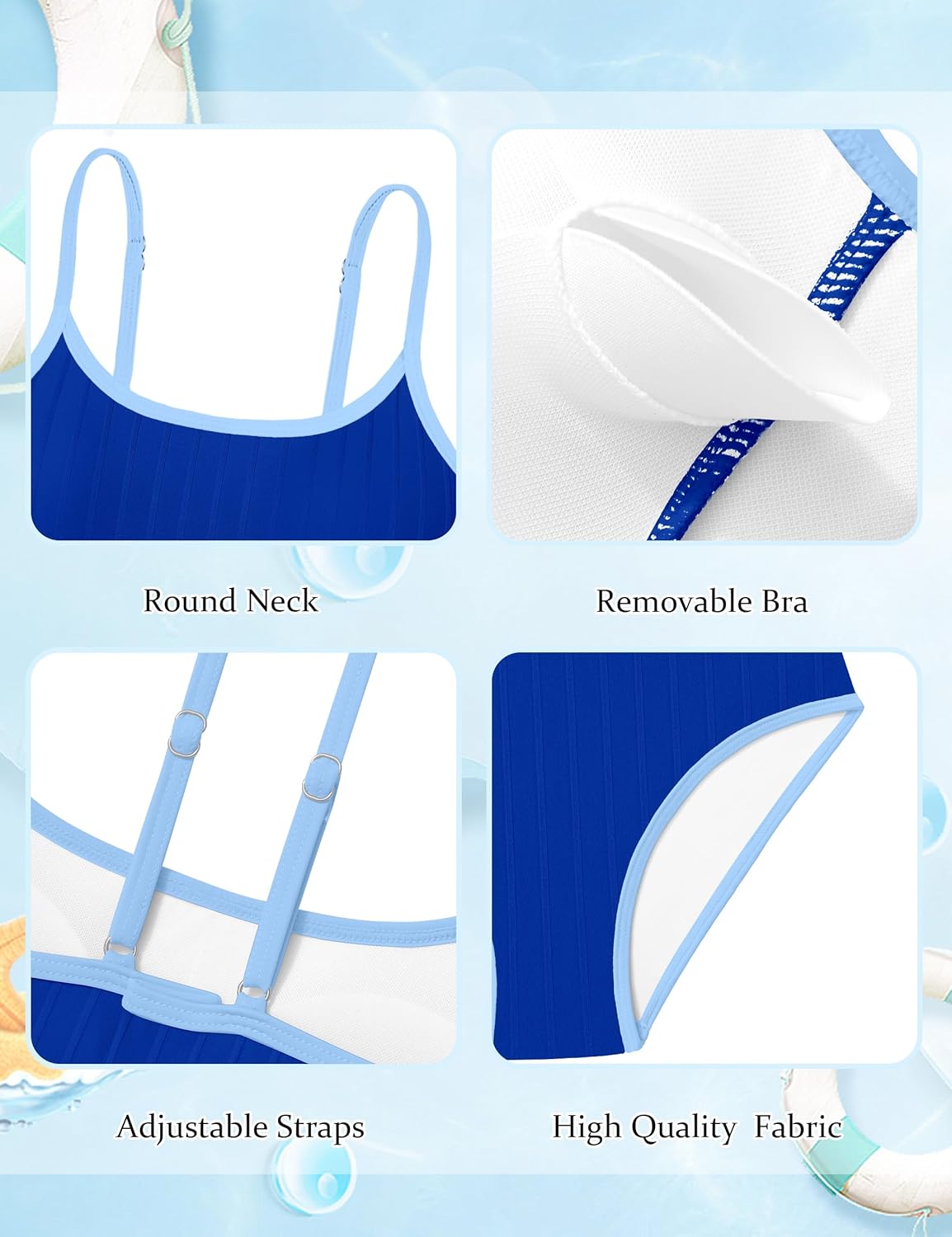 MIGU Girls Swimsuit Color-Block Adjustable Straps Girls Bathing Suit Bikini Sets with Chest Pad 2 Piece Swimwear 9-16T - Image 5