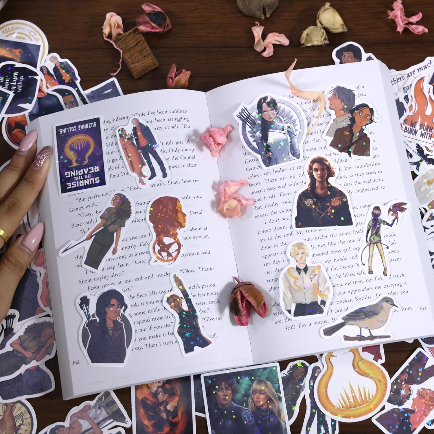 BAMAYSELF 129 Pcs Hungery Cartoon Movie Stickers Pack, Cool Holographic Game Stickers Waterproof Vinyl Glitter Stickers Decal for Teen Adult Girl Water Bottle Skateboard Notebook Phone