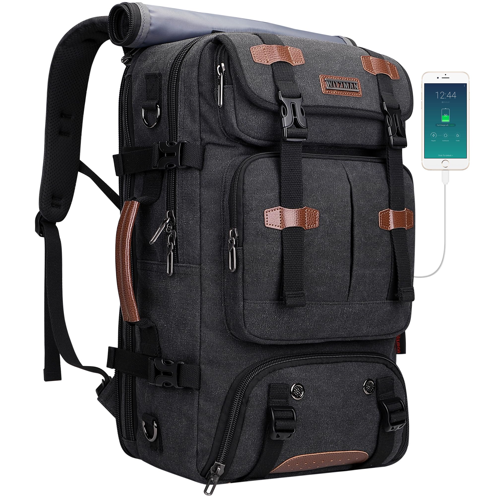 WITZMAN Travel Backpack for Men Women Large Carry-on Airline Approved Convertible 3 in 1 laptop Bags Fit 17 inch