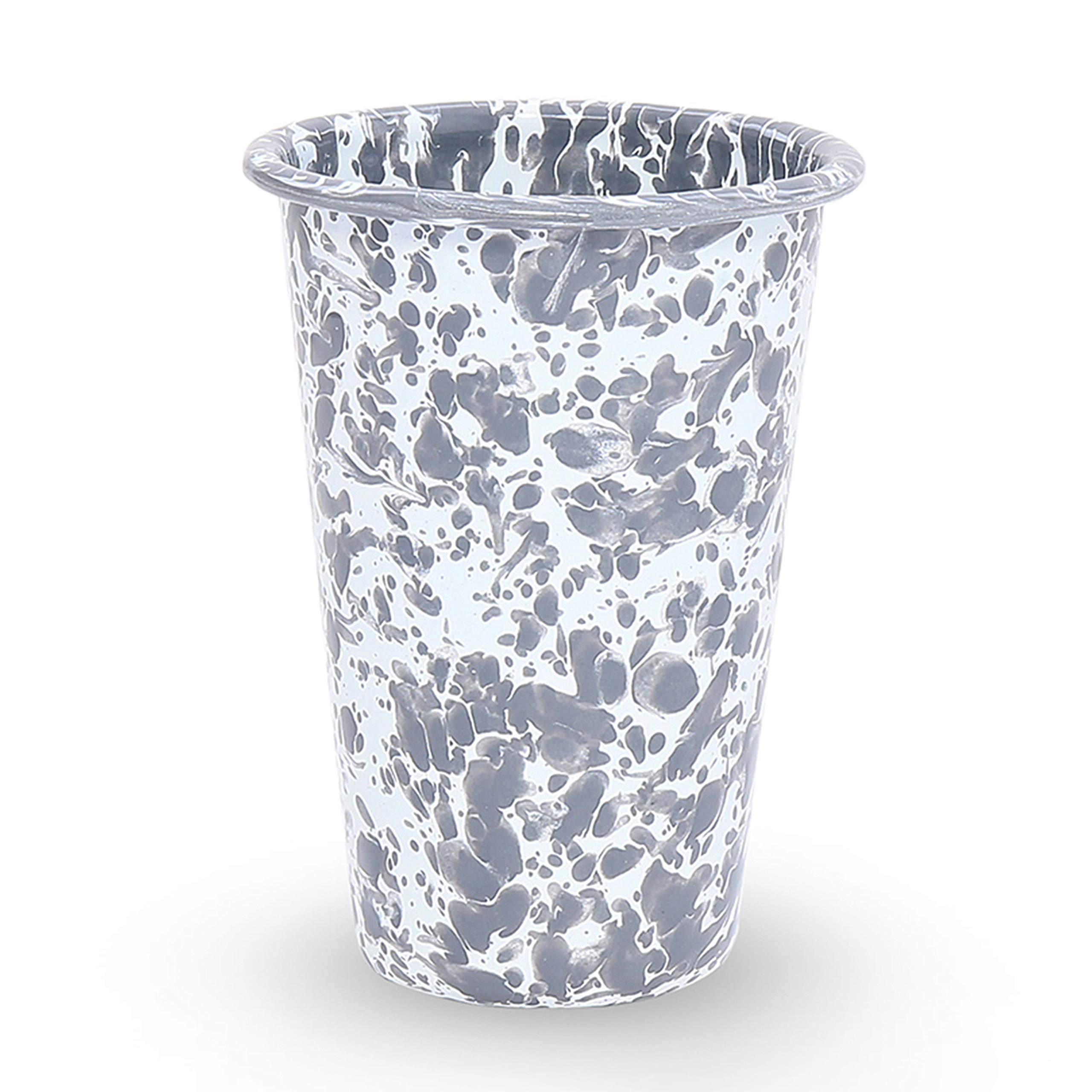 Crow Canyon Home Enamelware Tumbler, 14 ounce, Grey/White Splatter (Set of 4)