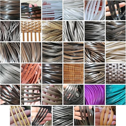 Miniatura 7 de Ratán de plástico plano de 0.276 x 0.047 in y 196 pies, material de repuesto de mimbre sintético redondo para silla de cesta, sofá, mesa, muebles, 28