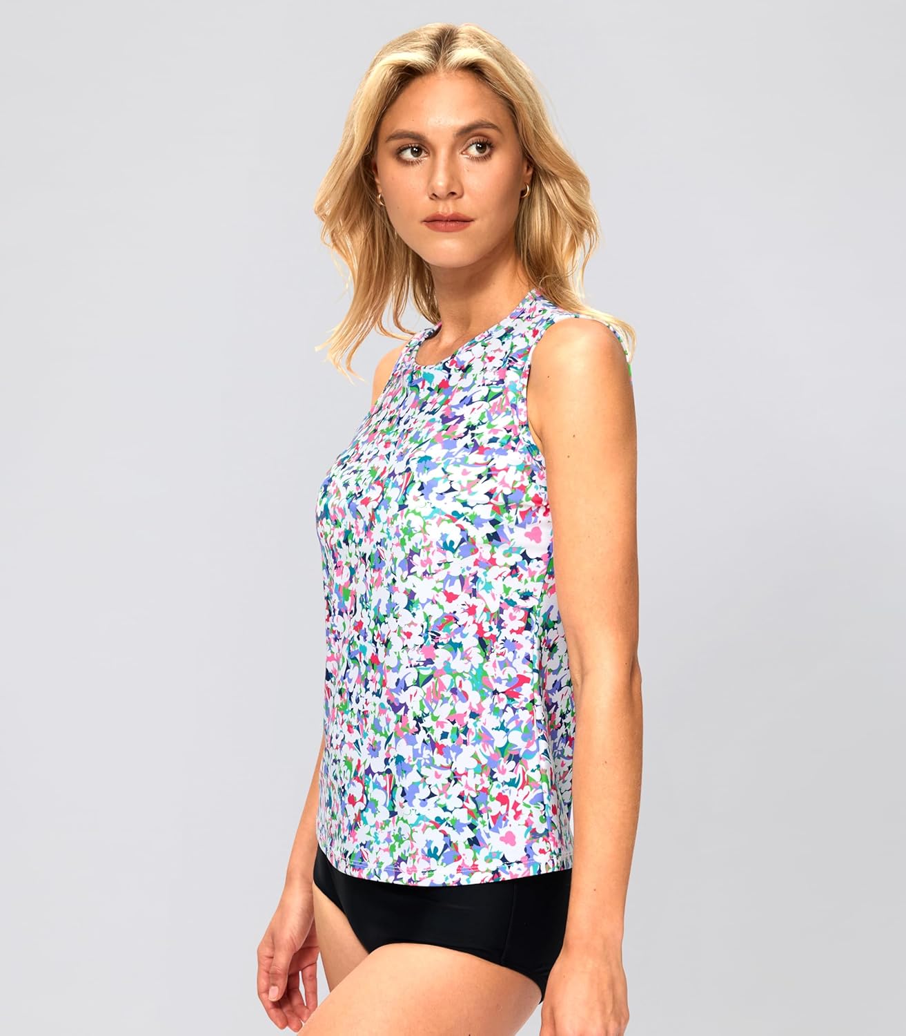 Viodia High Neck Tankini Tops for Women Modest Swim Shirts with Bra Swimsuits Tank Only Bathing Suit Top No Bottom - Image 4