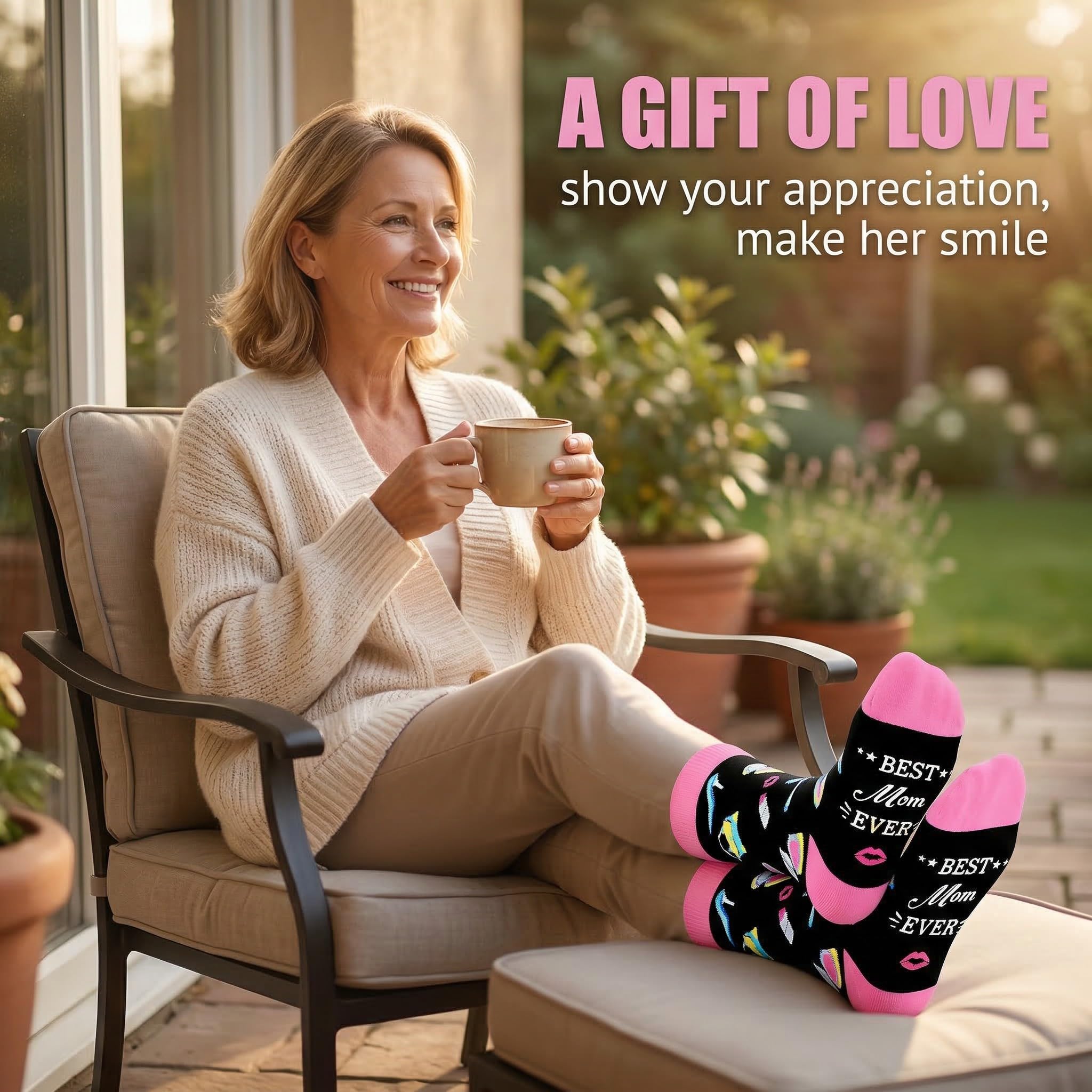 Calcetines Graciosos Mujer Divertidos Estampados Originales, Regalo de Mamá para el Dia del Madre, Calcetines de Algodón Transpirable para Esposa — view 3