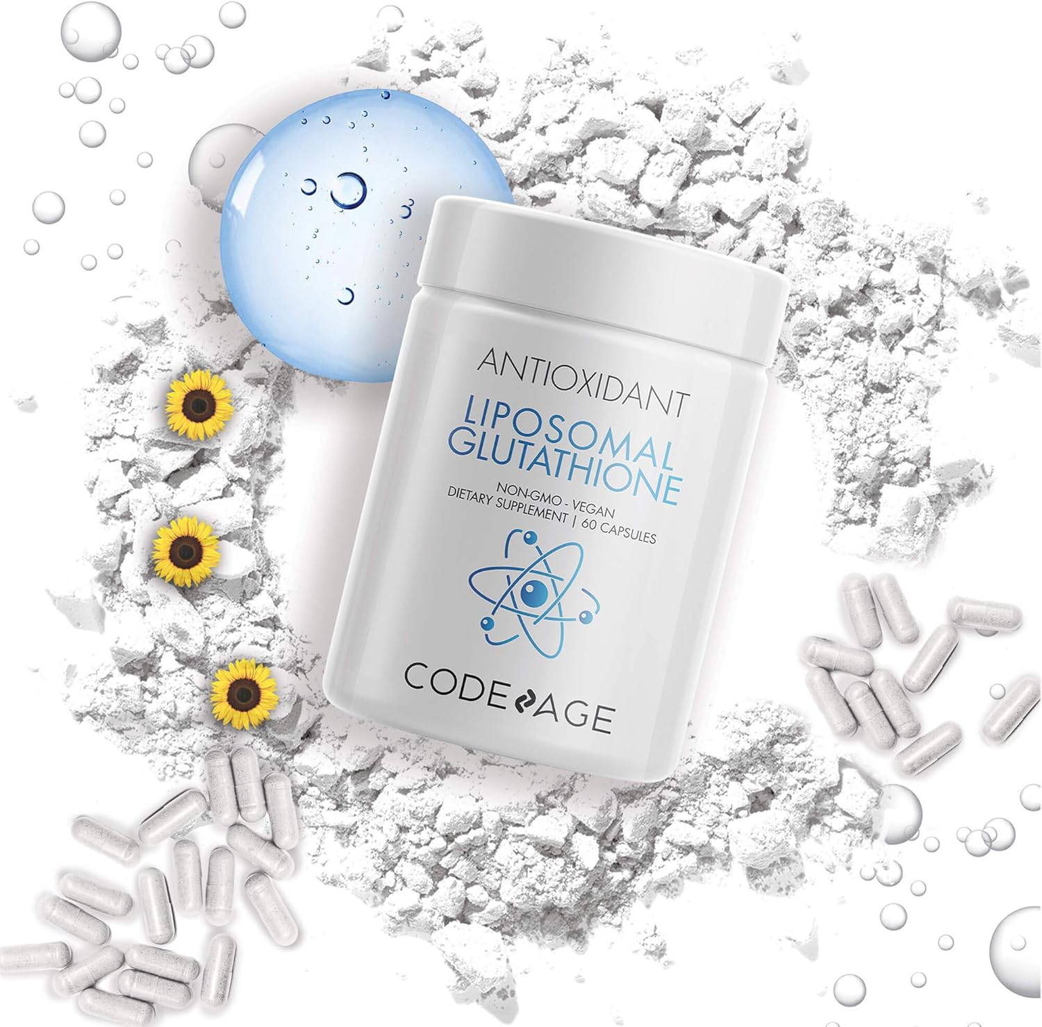 Liposomal Glutathione Supplement - Pure Reduced Setria® L Glutathione - Nano Encapsulated Glutathione Powder Pills - Phospholipids - Antioxidant Complex - Vegan, Non-GMO - 60 Capsules : Health & Household
