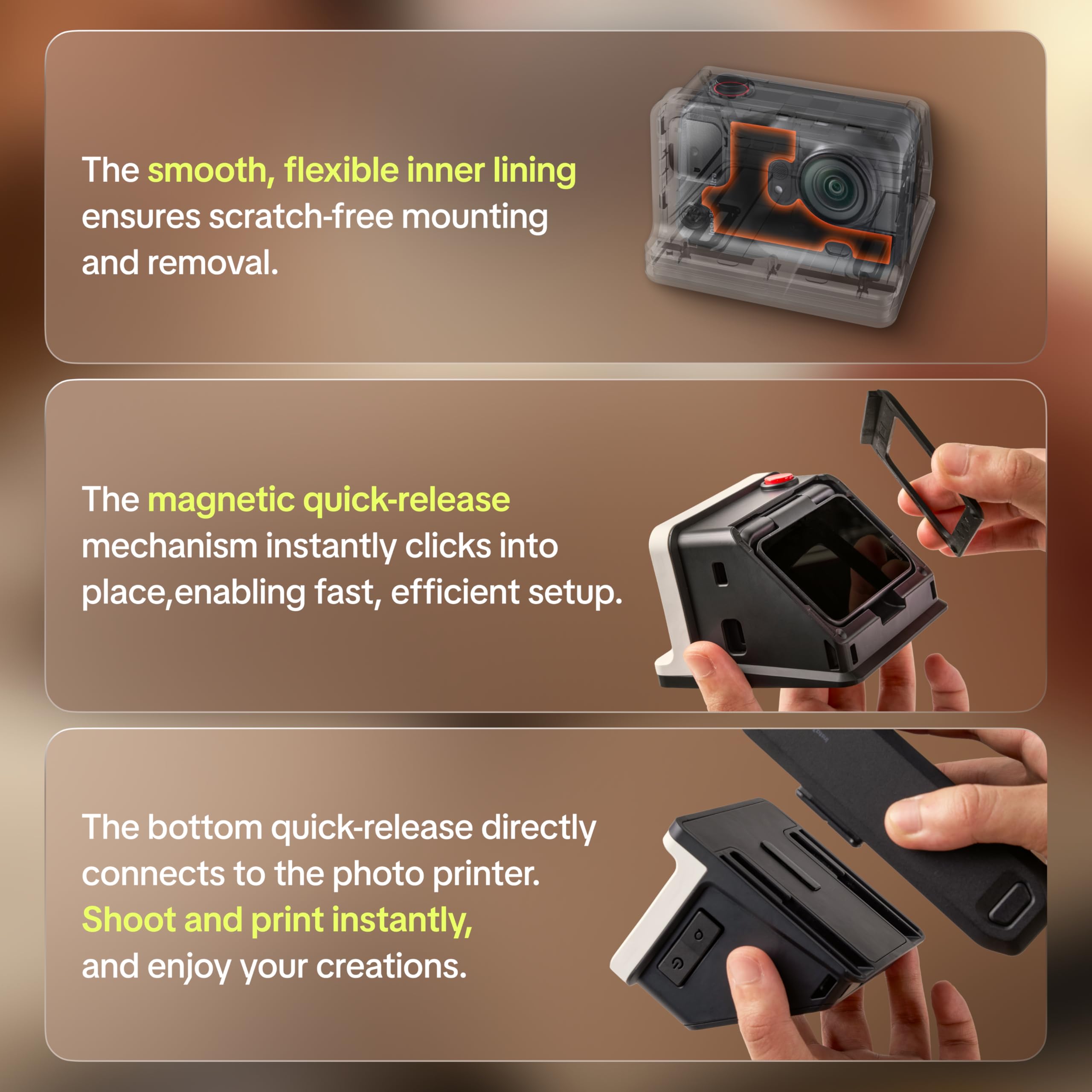 PGYTECH FunCam Kit Imprimante Photo pour Insta360 GO Ultra, Pack Impression Créative avec Coque Magnétique, Imprimante de Poche HD 300dpi et 10 Papiers Photo