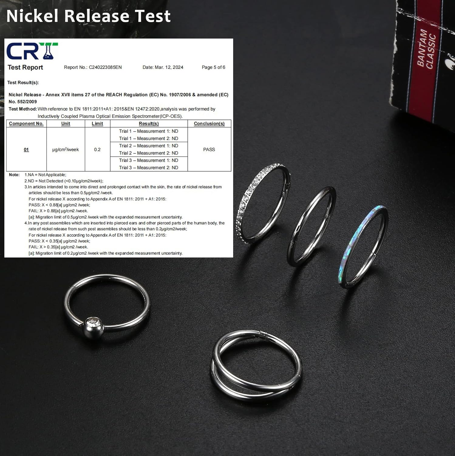 THUNARAZ 5Pcs 18G 16G Surgical Steel Nose Rings Hoop for Women CZ Opal Septum Hinged Clicker Segment Lip Rings Helix Cartilage Hoop Earring Rook Daith Seamless Body Piercing Rings for Women Men 8mm 10mm - Image 2