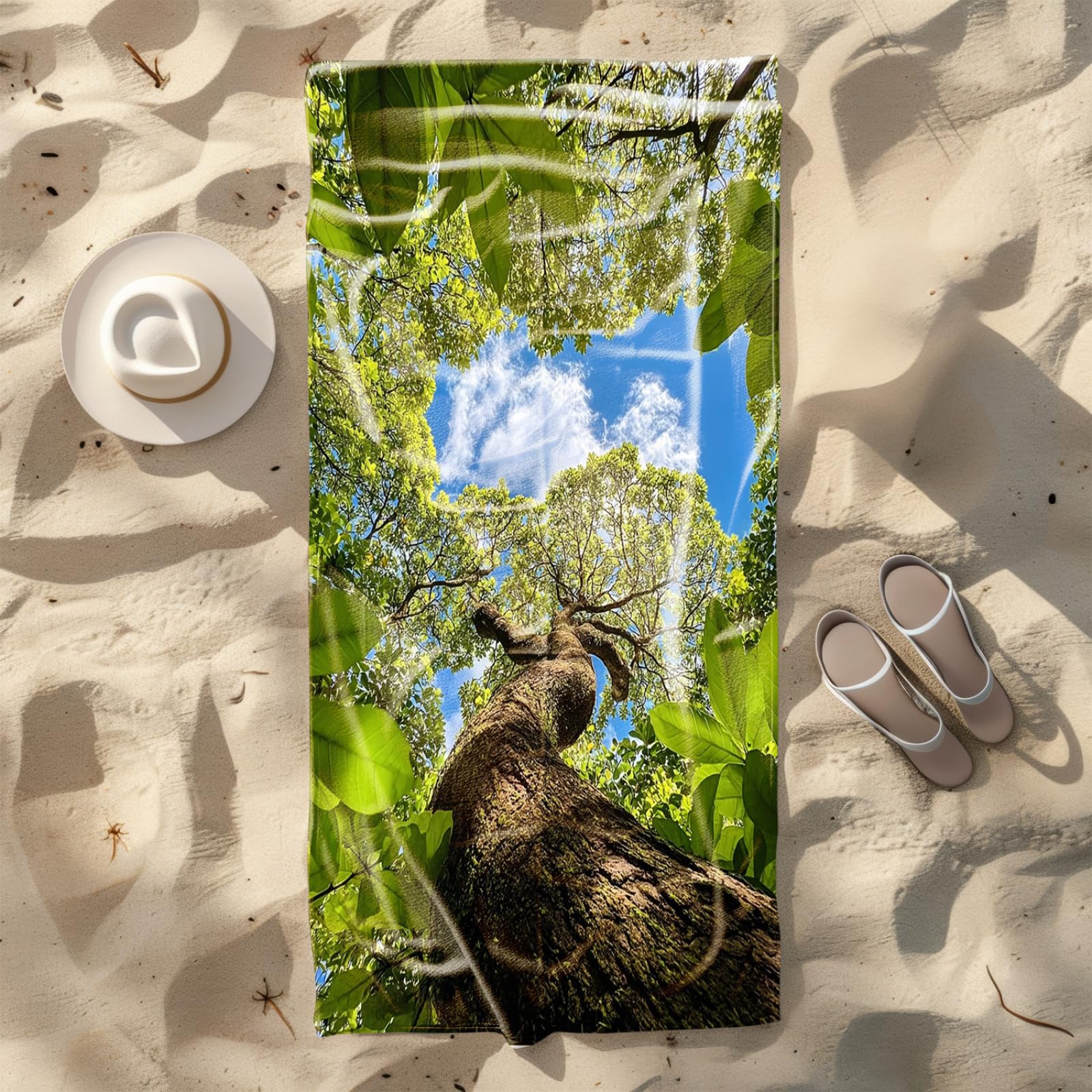Genérico Toalla Playa Grande 100X200 Árbol Verde