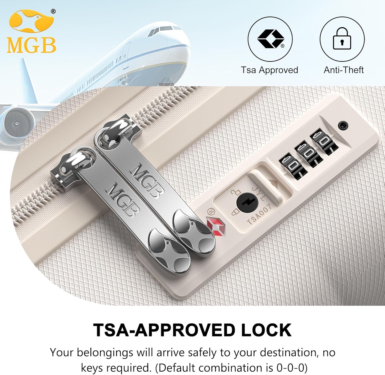 MGB 14 Inch Underseat Carry On Luggage with Wheels Free Boarding Personal Item Suitcases with TSA-Approved Hardshell Lightweight Carry On Bag for Short Travel, Cream - Image 5