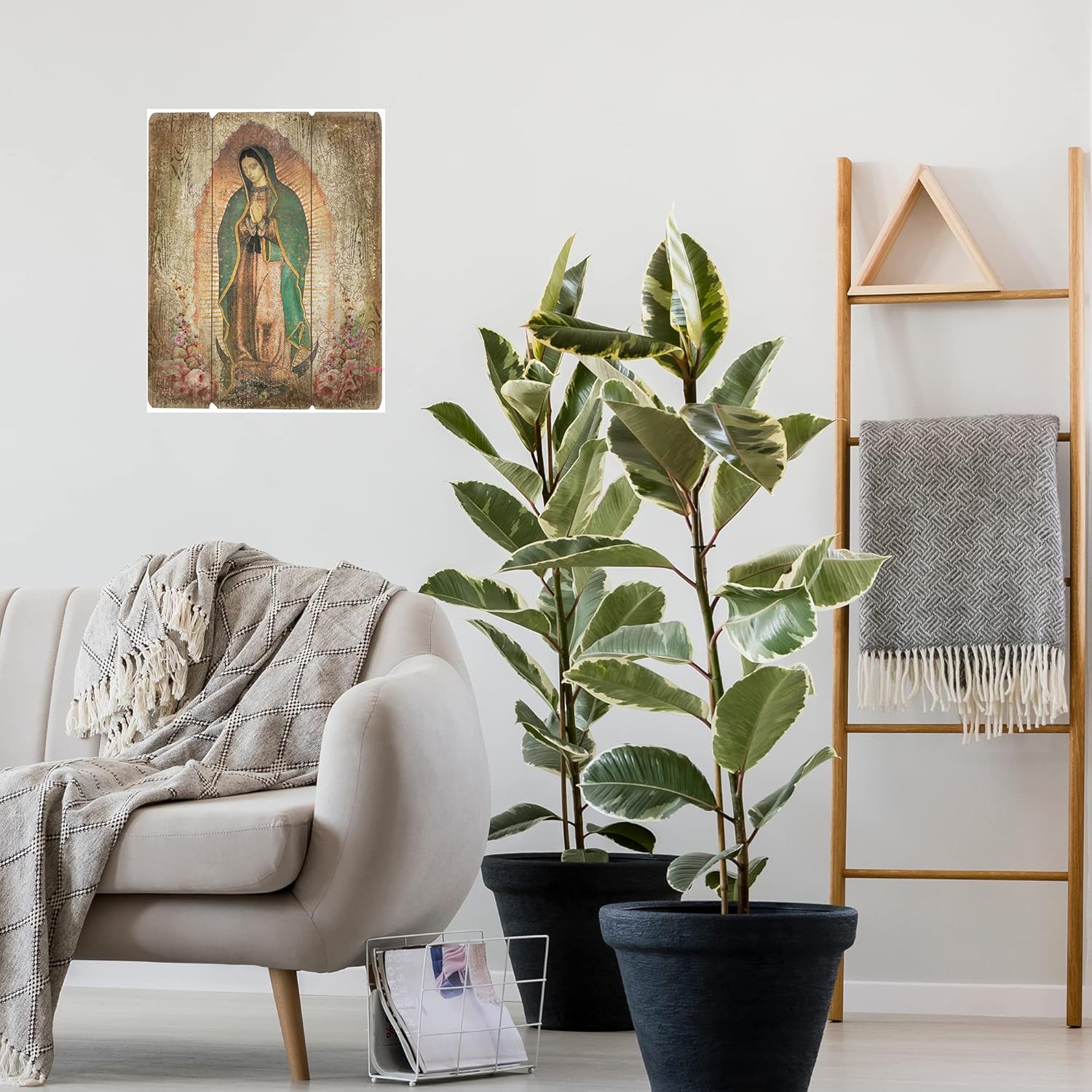 Needzo Our Lady of Guadalupe Pallet Sign, Religious Home Decor, Blessings of Catholic Faith and Inspirational Prayers, Wooden Wall Decorations, 15 inches