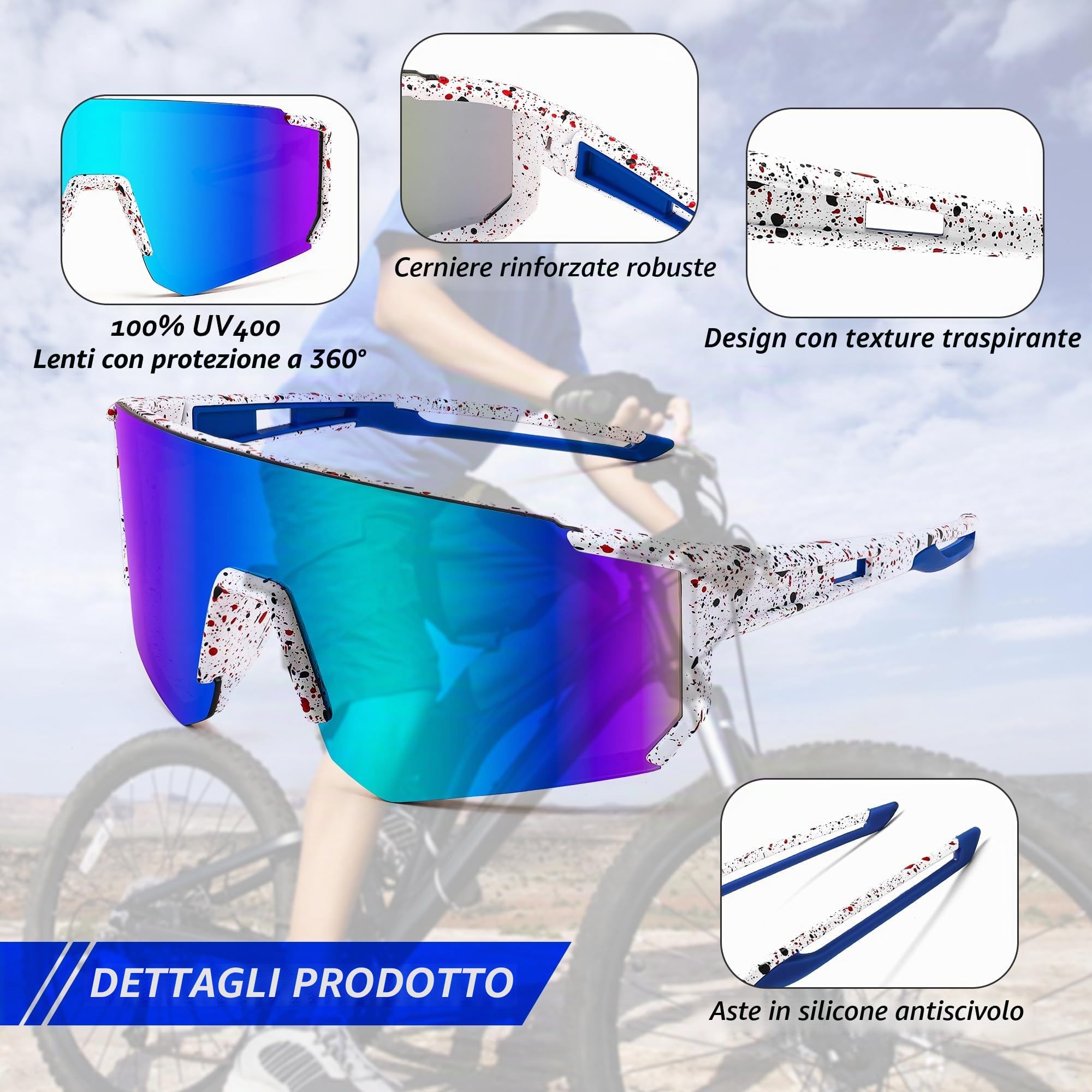 FEISEDY Occhiali da Ciclismo per Bambini, Protezione UV400, da Baseball, per Baseball, Tennis, Attività All'Aperto, Ragazzi e Ragazze, 8-16 Anni B0048