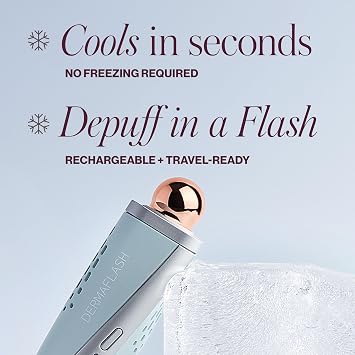 DERMAFLASH COOL Sonic Face Massager - Cooling Copper Under Eye Depuffing Device, Puffy Eyes & Dark Circles Ice Roller Alternative, Rechargeable Facial Sculpting Tool, Travel-Friendly