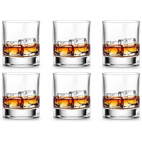LUXU Whiskey Glasses-Premium 11 OZ Scotch Glass Set of 6 /Old Fashioned Whiskey Glasses/Style Glassware for Bourbon/Rum glass,Clear