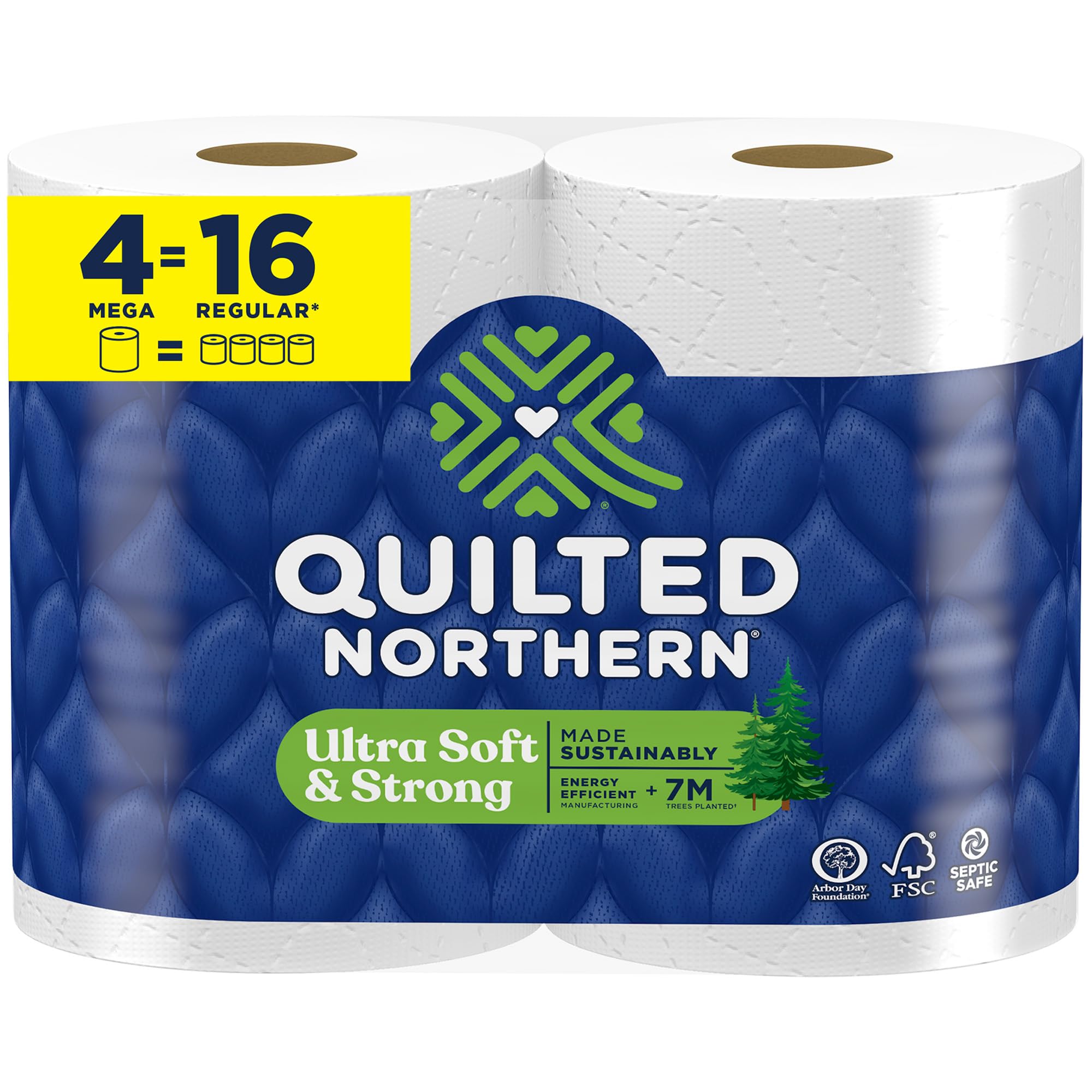 Quilted Northern Ultra Soft & Strong Toilet Paper, 4 Mega Rolls = 16 Regular Rolls | Premium 2-Ply Bathroom Tissue - main product image