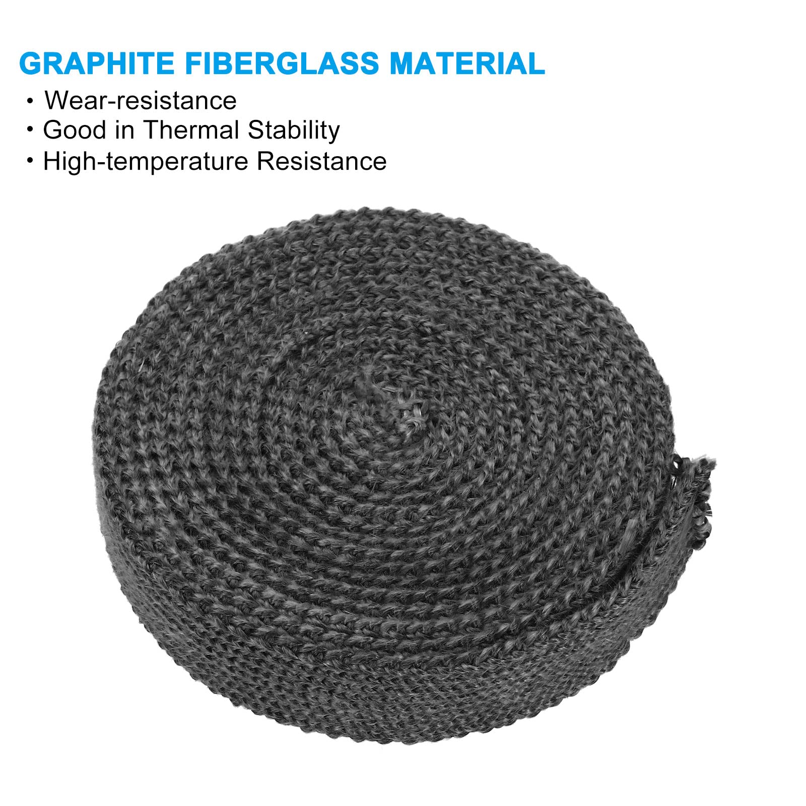 PATIKIL 1"x 1/8"x118" Wood Stove Gasket, Graphite Fiberglass Flat High-Temperature Resistance Seal Rope for Stoves Fireplace Door Black - Image 4