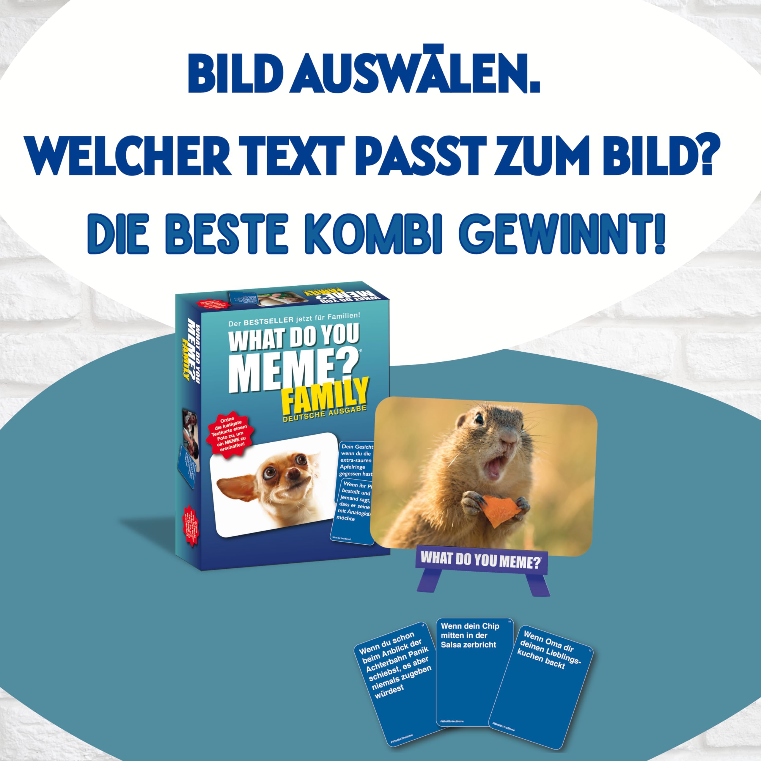 HUCH! | 882592 | What DO You Meme? Family | edizione tedesca gioco di famiglia | gioco per feste | per 3-20 giocatori a partire dagli 8 anni | con molti nuovi meme per un divertimento ancora più