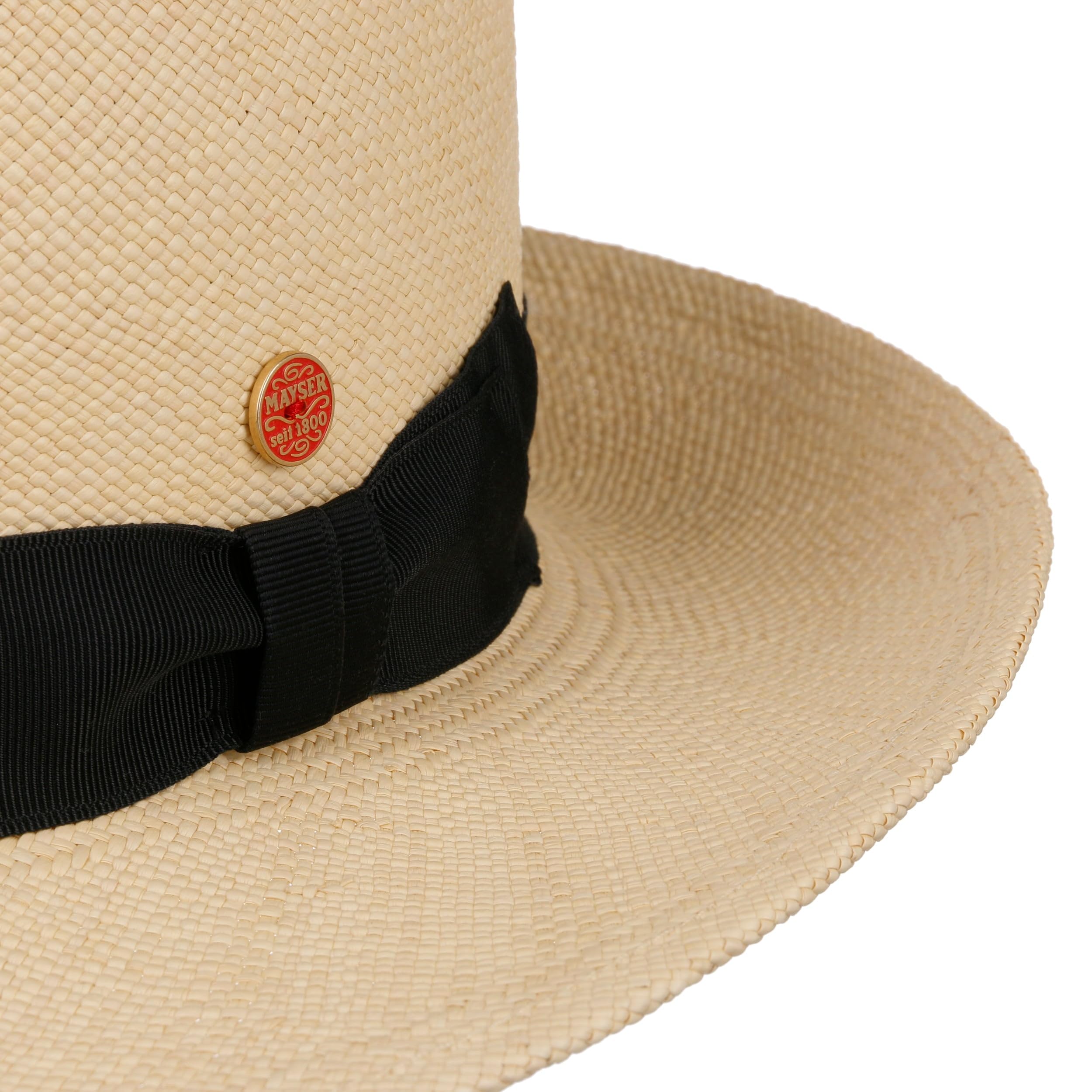 Mayser Sombrero Bogart Panamá Mujer/Hombre - Made in The EU de Paja Sol Playa con Banda Grosgrain, Grosgrain Verano Primavera/Verano