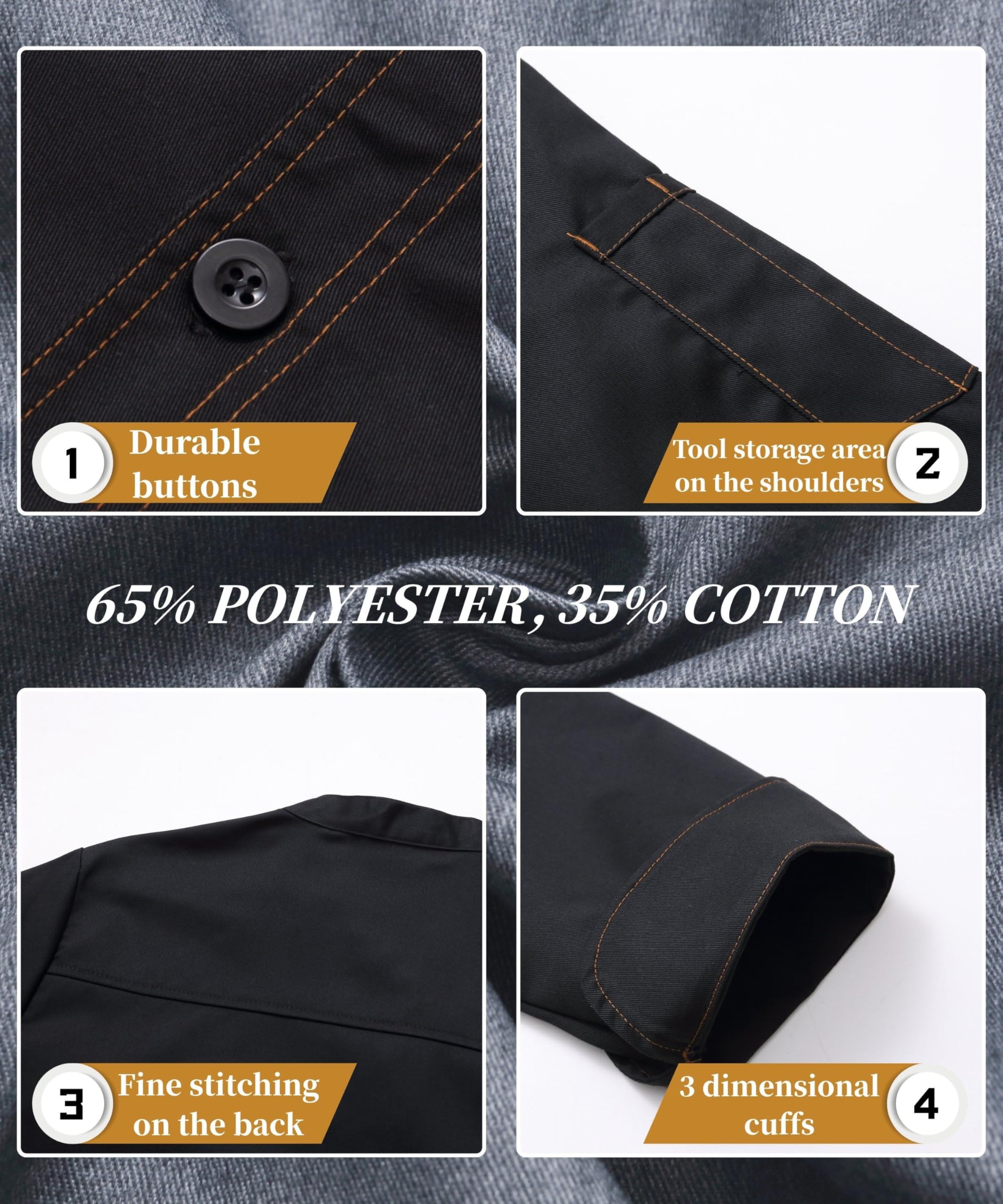 Uomo Cuoco a Maniche Lunghe Giacca Unisex Giacca Cuoco Professionale Chef Uniforme con I Bottoni per Panetteria Ristorante Lavoro