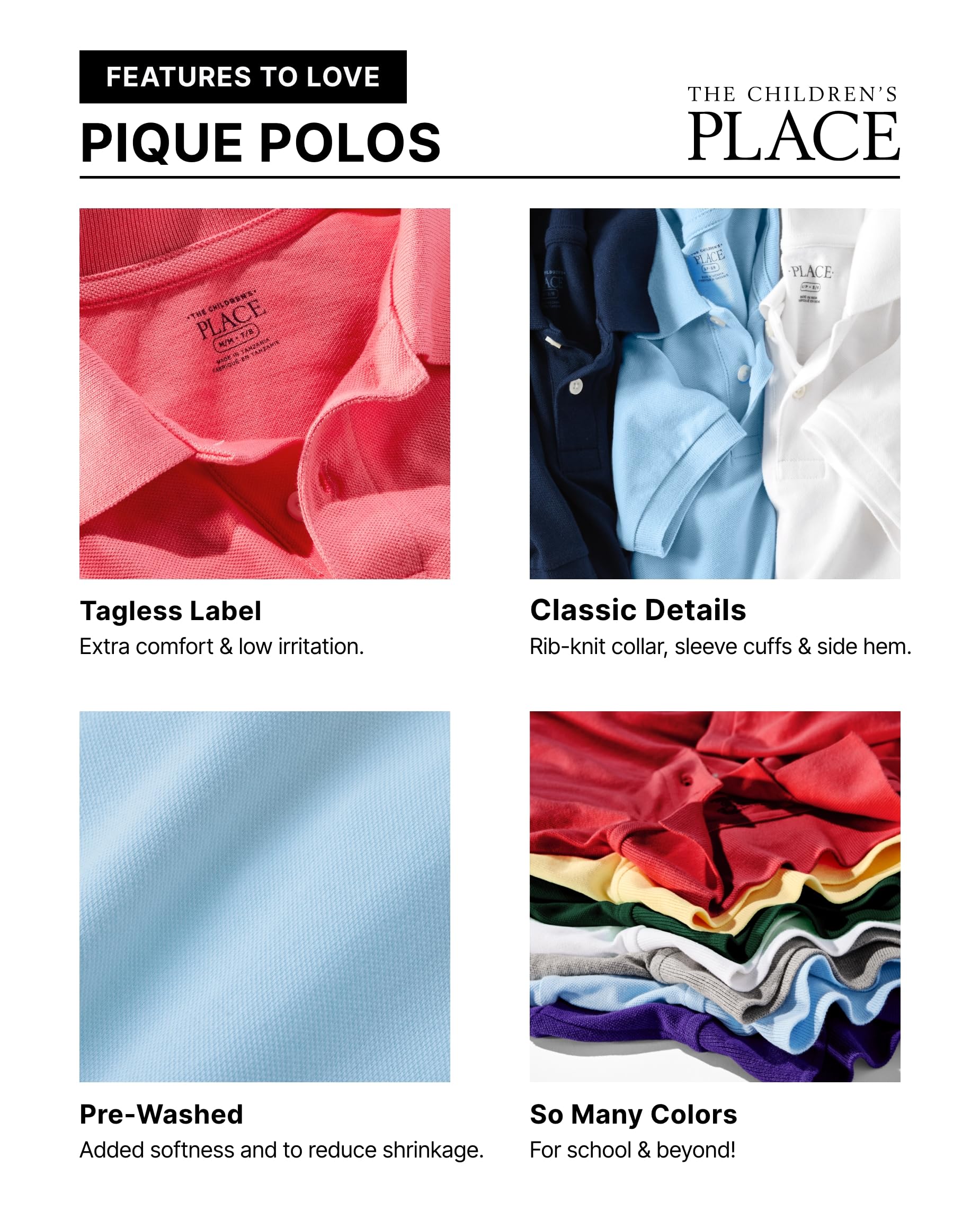 The Children's Place Koszula Niemowlęta - chłopcy Baby And Toddler Uniform Long Sleeve Pique Polo 2-pack