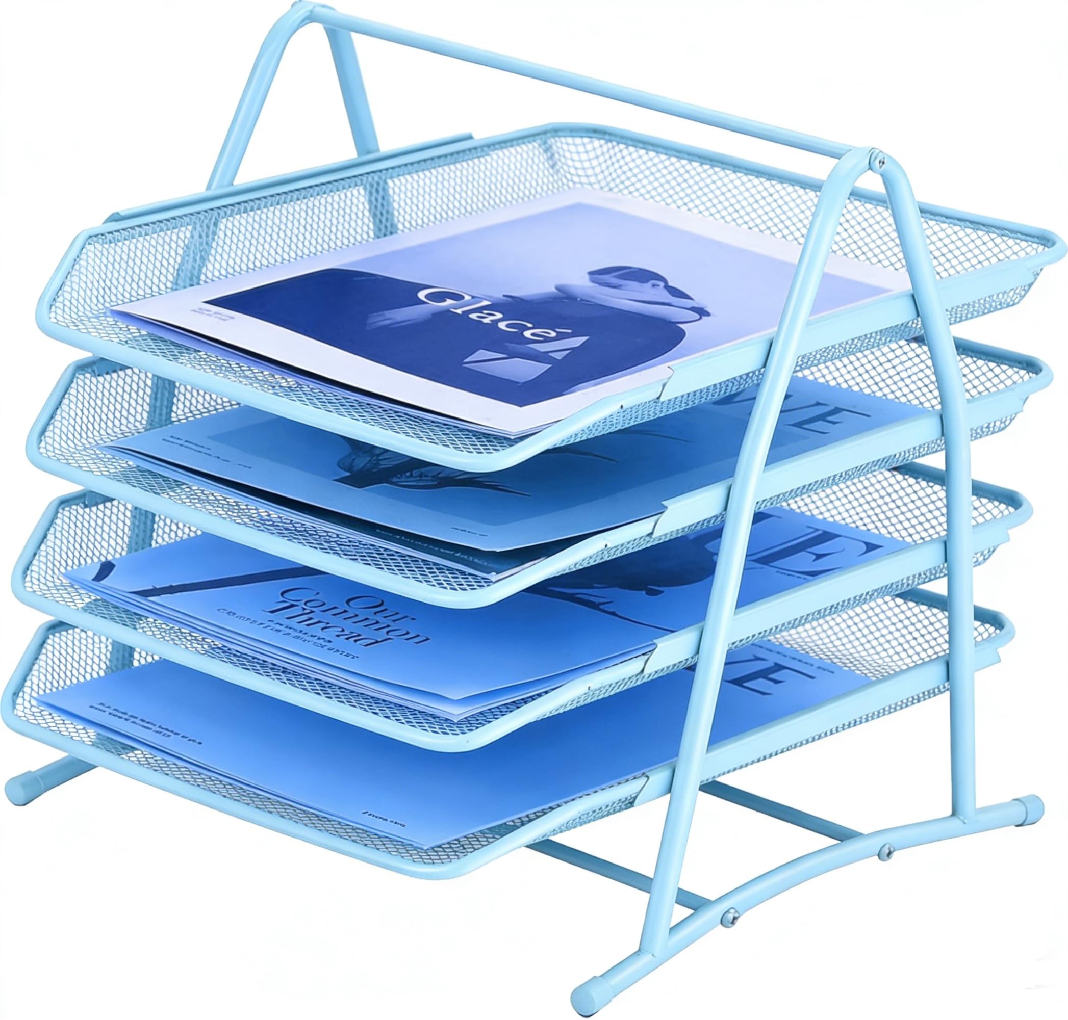 Sliding Letter Tray, Filing Tray for Office, Paper Trays Desk Organiser, Paper Filing Trays Folder, Desk Tidy Organizer A4, File Document Holder for Home Office School,Blue — image 1