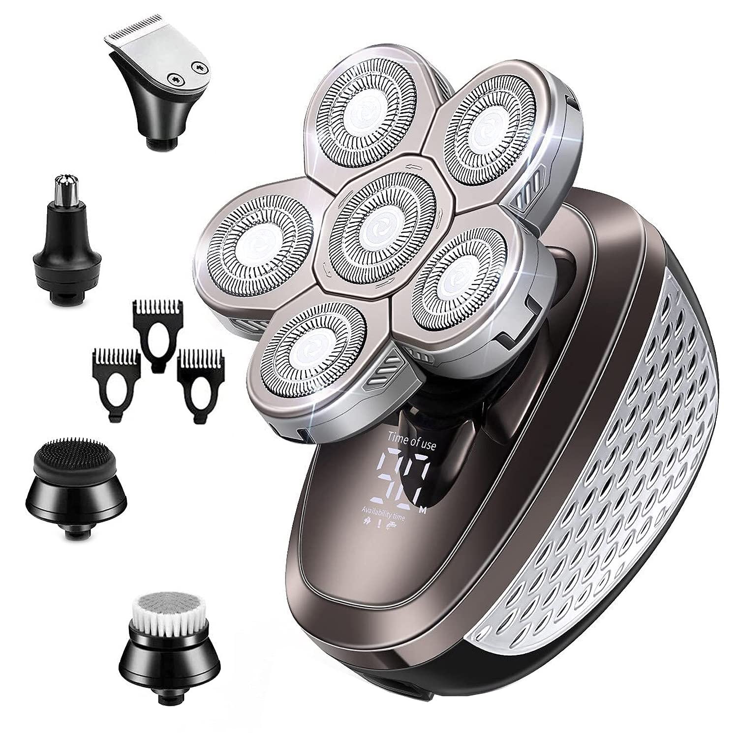 Electric Razor for Men 5 In 1 Mens Electric Shaver Touch Sensing 6 Heads LCD Waterproof Rechargeable Razor