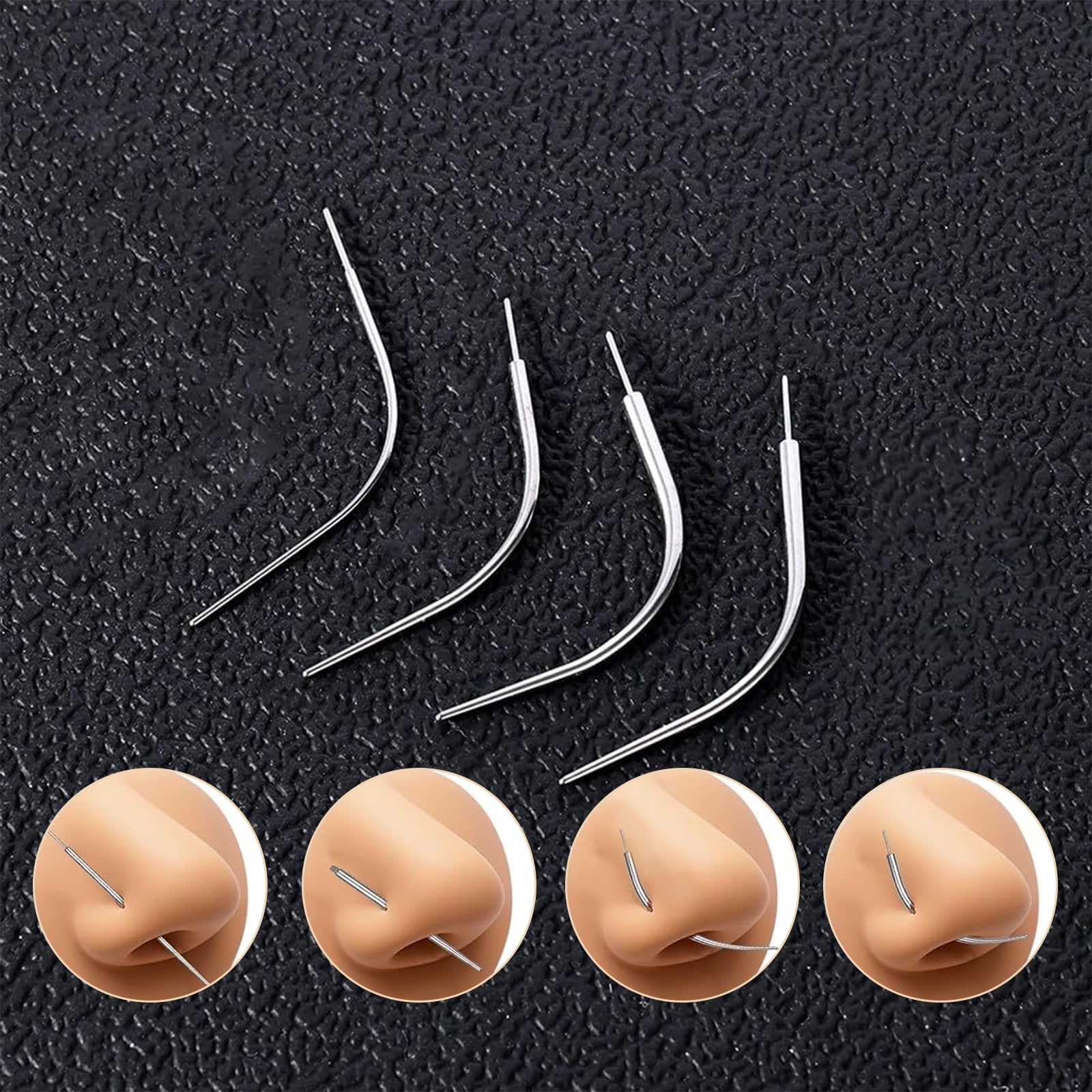 Set de Pinzas para Piercings Profesional, Kit Extractor Bolas, Conos Inserción 16G 18G