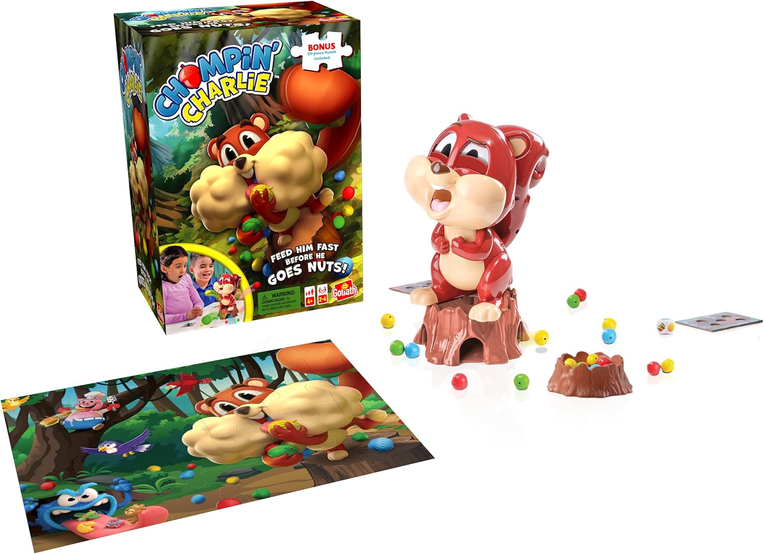 Goliath Games 919583.004 Chompin Age 4+' Charlie with Bonus 24pc Jigsaw Puzzle Kids Action Games, Multicolor, 7.5" x 10.5" x 4.92" - Image 3
