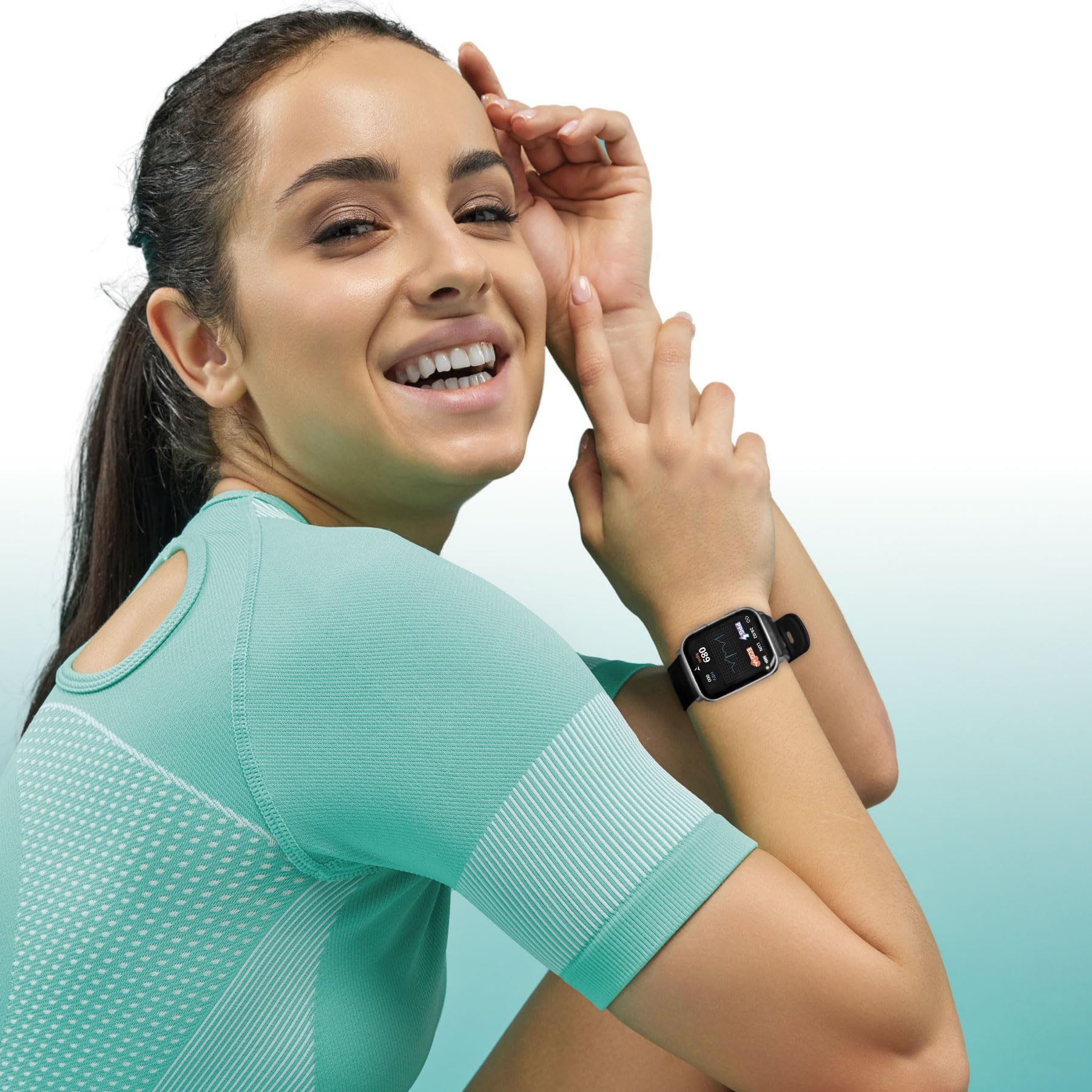 TECHMADE Smartwatch Tech Feel, ECG ad un tracciato, Frequenza Cardiaca, Ossigenzione, Sport, Sleep Monitor, Notifica Chiamata, Compatibile con IOS e Android (Silver Case - Black Strap)