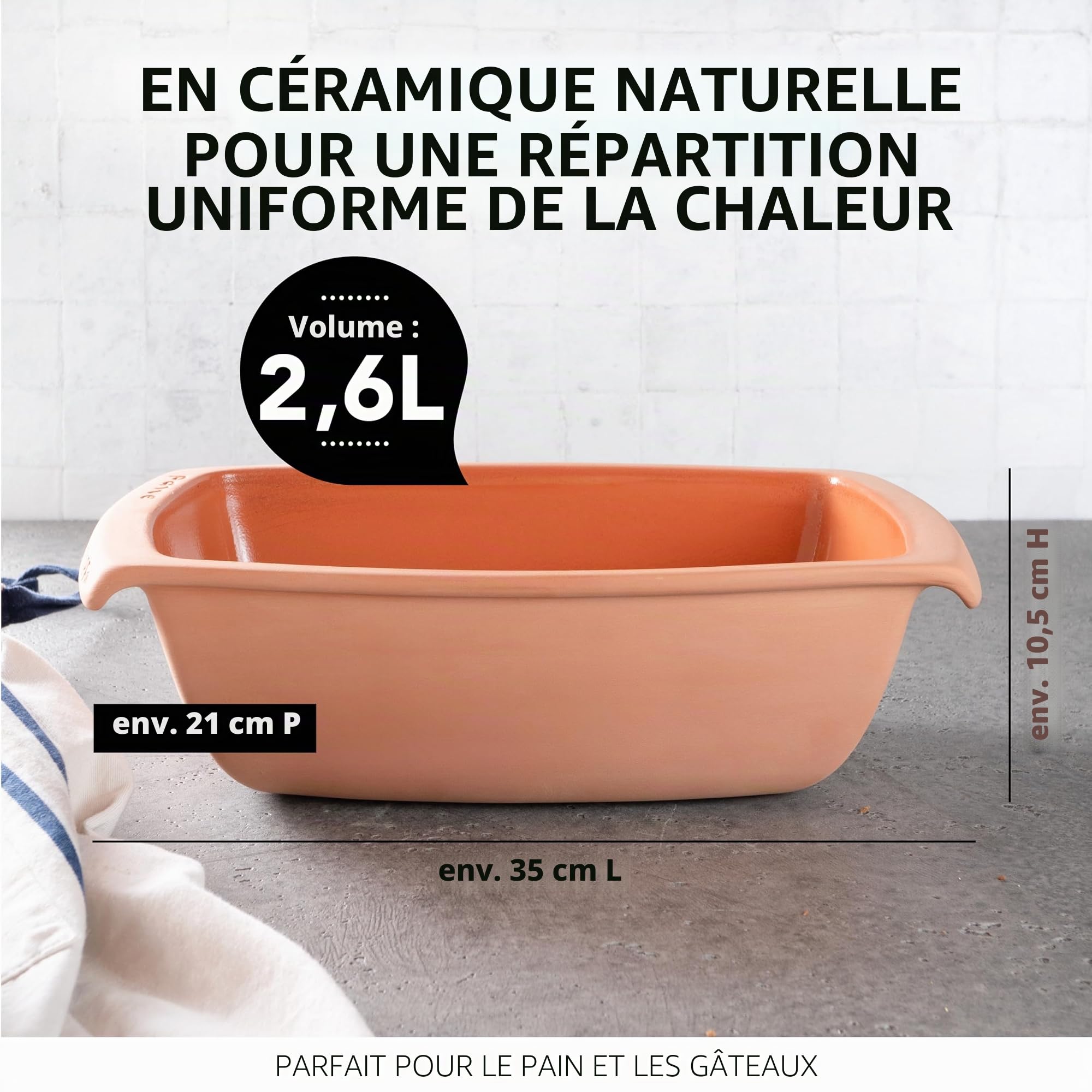 Römertopf Moule à Pain et gâteau en Terre Cuite 34,5 cm, 20,5 cm, 11 cm