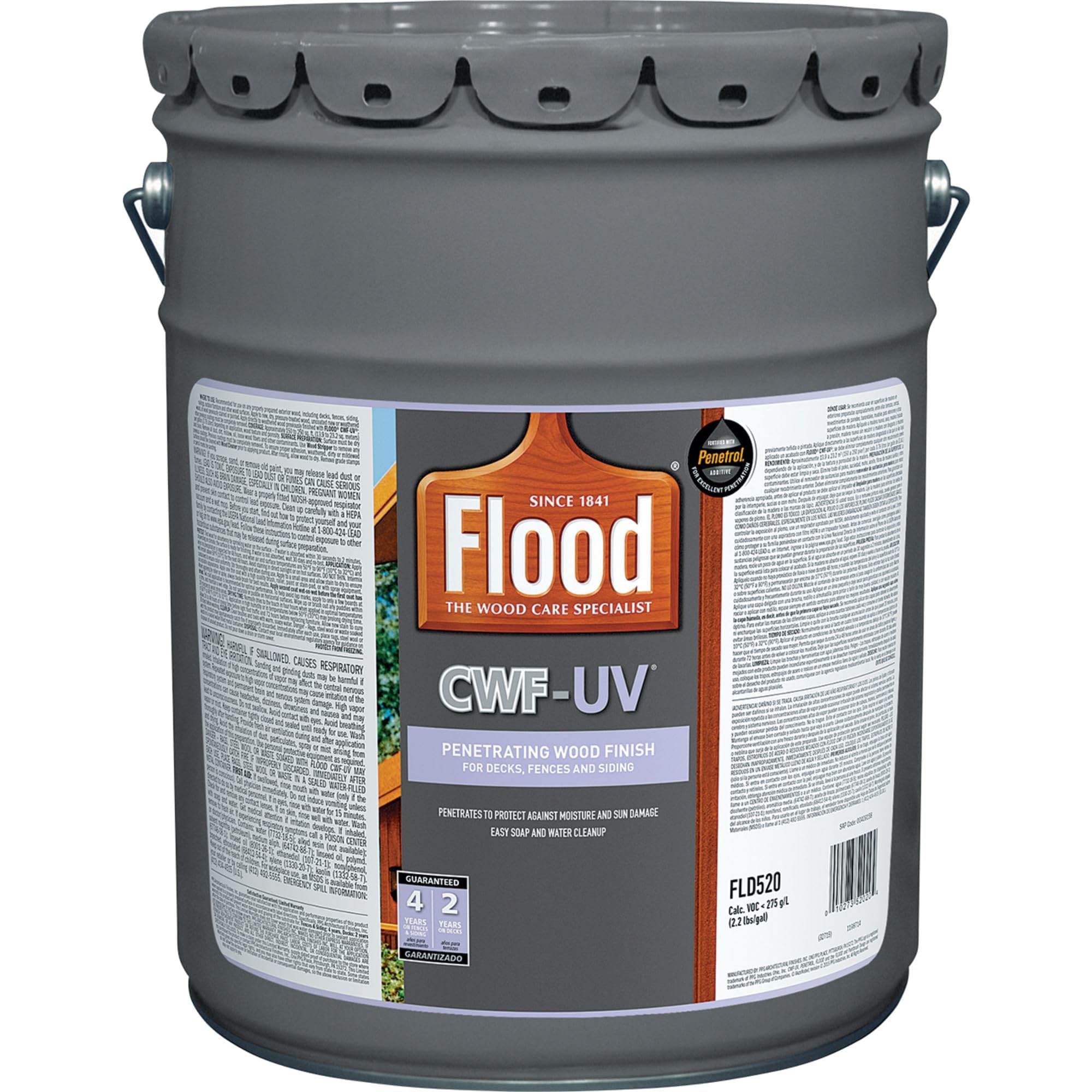 Flood 5 gal. Honey Gold Transparent CWF-UV Exterior Wood Stain