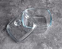 Vista 5 de Cazuela de vidrio cuadrado transparente con tapa, plato de hornear con cubierta, para horno, congelador y apto para lavavajillas