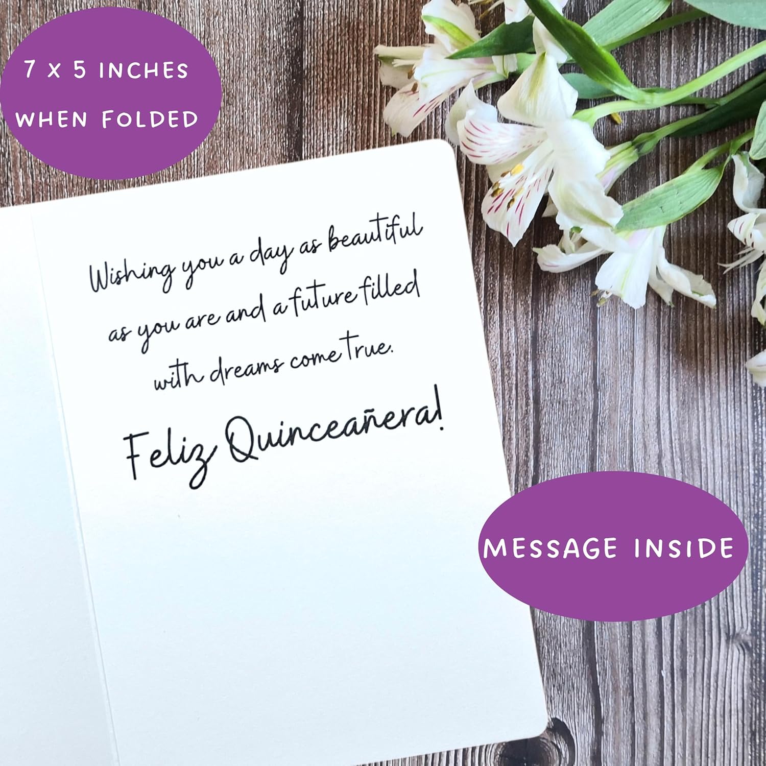 Whitman and Daughter Quinceañera Birthday Card, Happy 15th Birthday Card (1 Premium Quinceanera Card, 5X7 Inch, Message Inside) 15th Quinceanera Cards for Girls, Tarjetas para 15 años - 1185 - Image 2