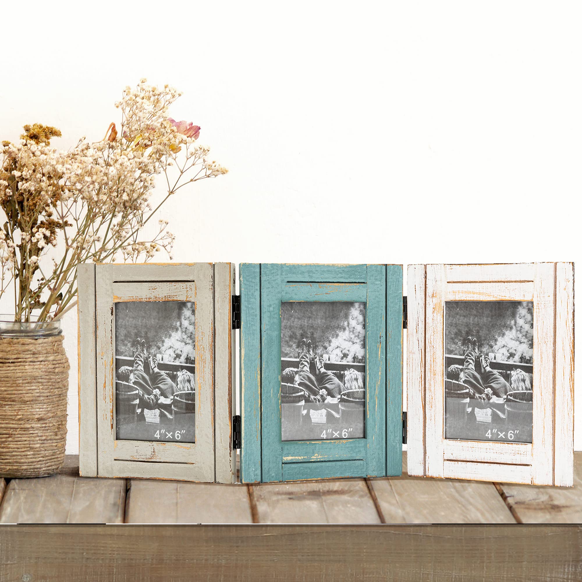 Triple cadre photo vieilli pour décorer un bureau ou un salon