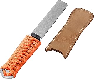 SHARPAL 181N Dual-Grit Diamond Sharpening Stone File Coarse 325 / Extra Fine 1200 Grit with Leather Strop Garden Tool Blade Sharpener for Knife, Axe, Lawn Mower Blade, Shears, Chisels, Drills